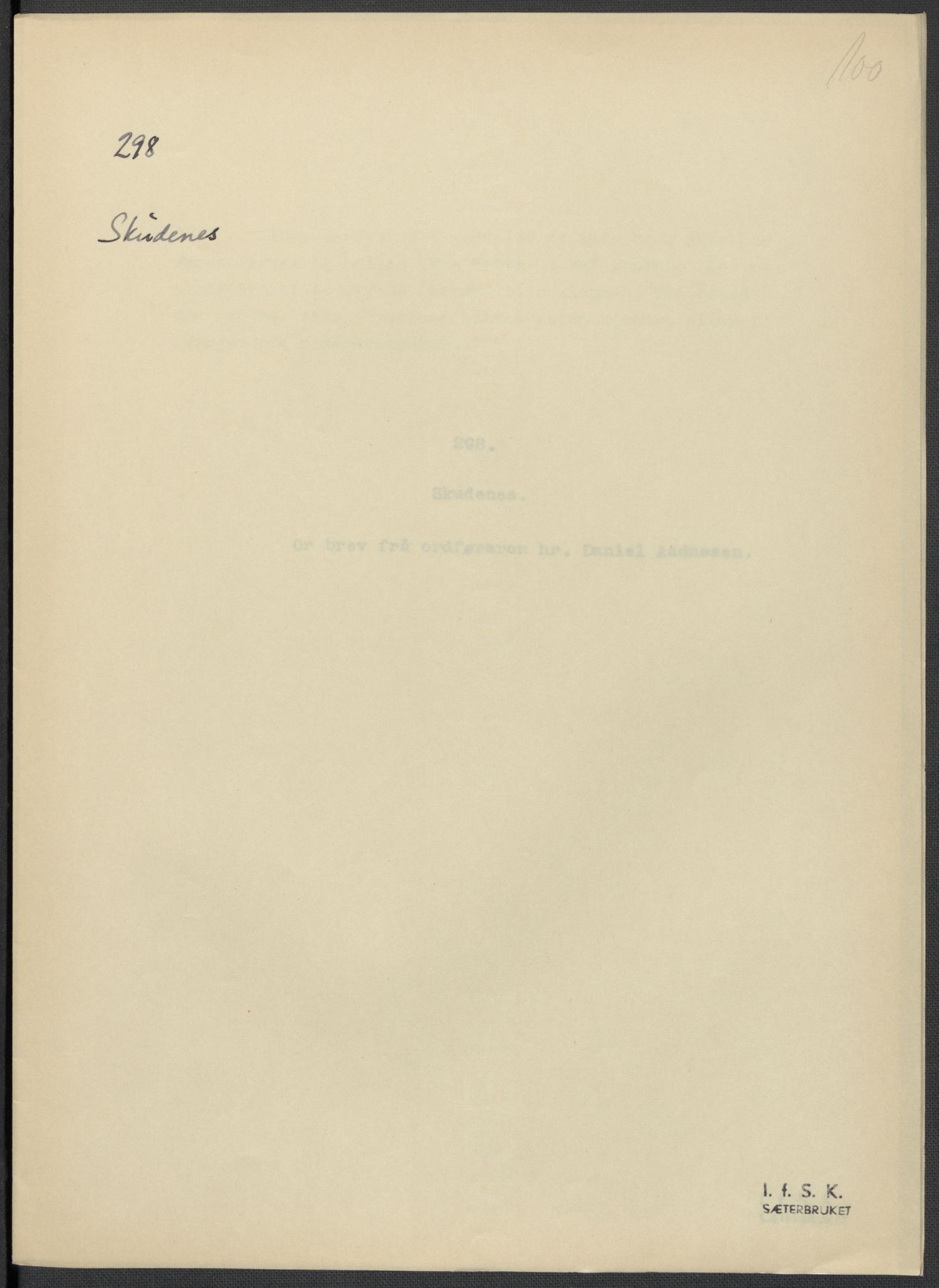 Instituttet for sammenlignende kulturforskning, AV/RA-PA-0424/F/Fc/L0009/0002: Eske B9: / Rogaland (perm XXIII), 1932-1938, p. 100