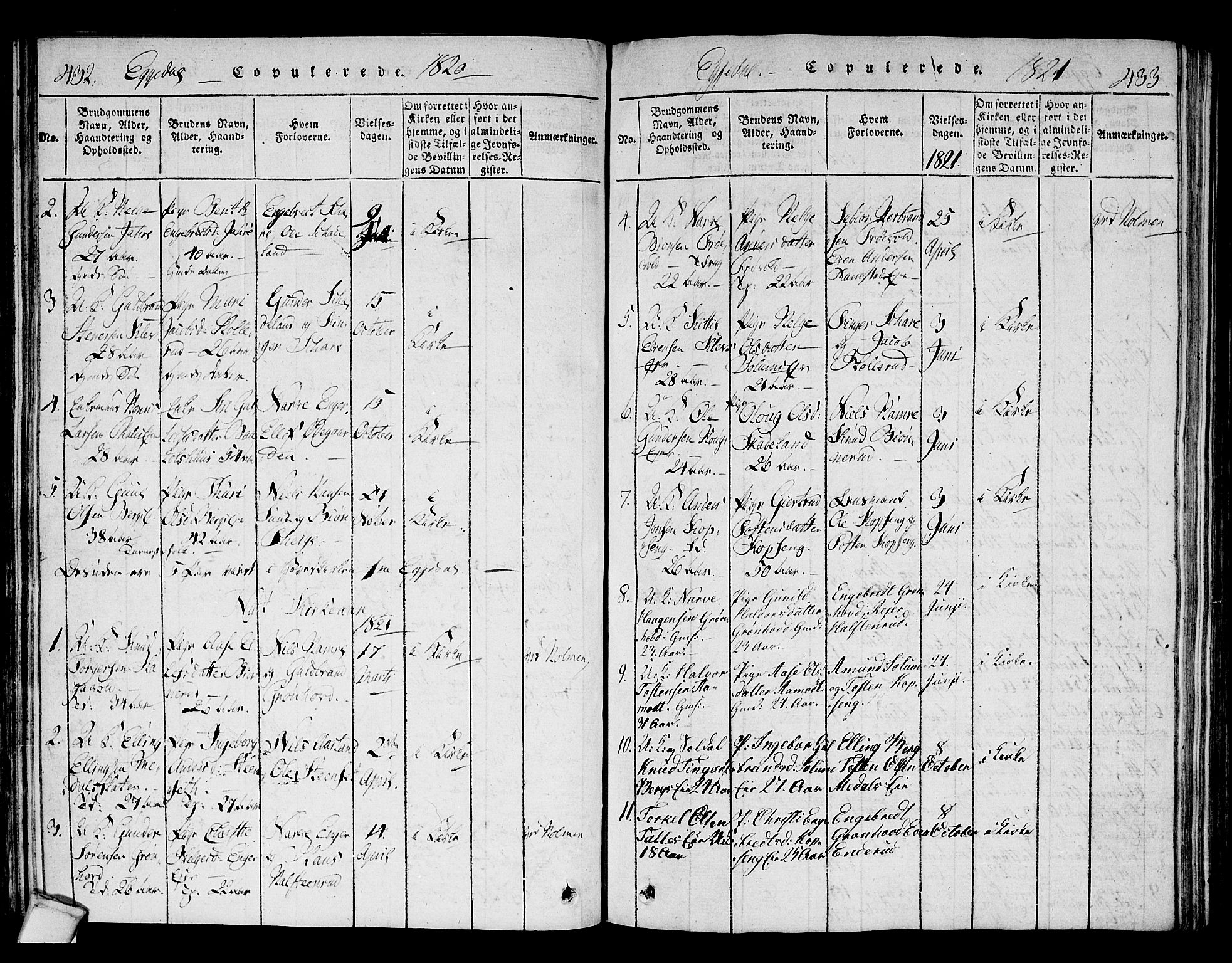 Sigdal kirkebøker, AV/SAKO-A-245/F/Fa/L0005: Parish register (official) no. I 5 /2, 1815-1829, p. 432-433