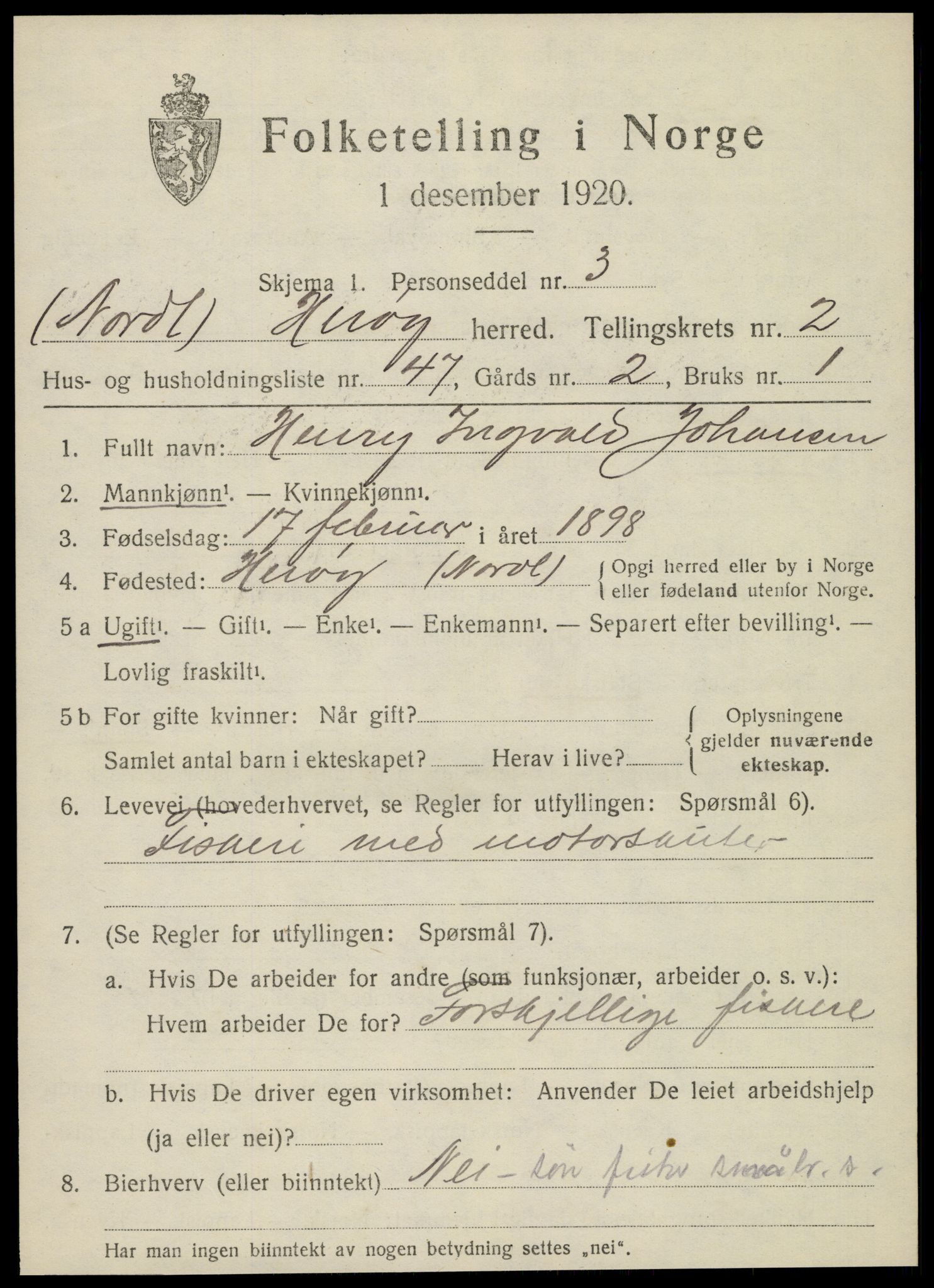 SAT, 1920 census for Herøy, 1920, p. 1914