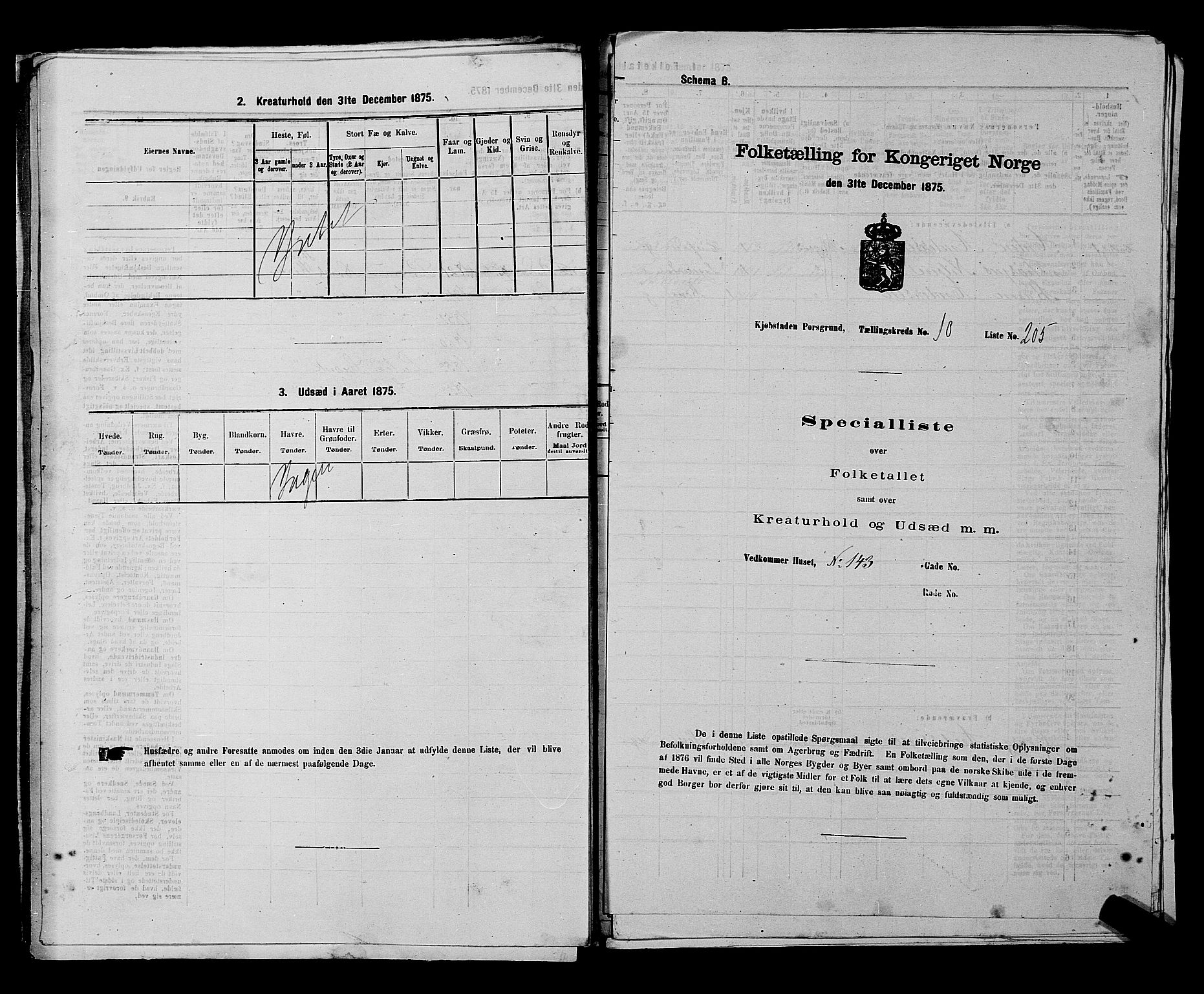 SAKO, 1875 census for 0805P Porsgrunn, 1875, p. 476