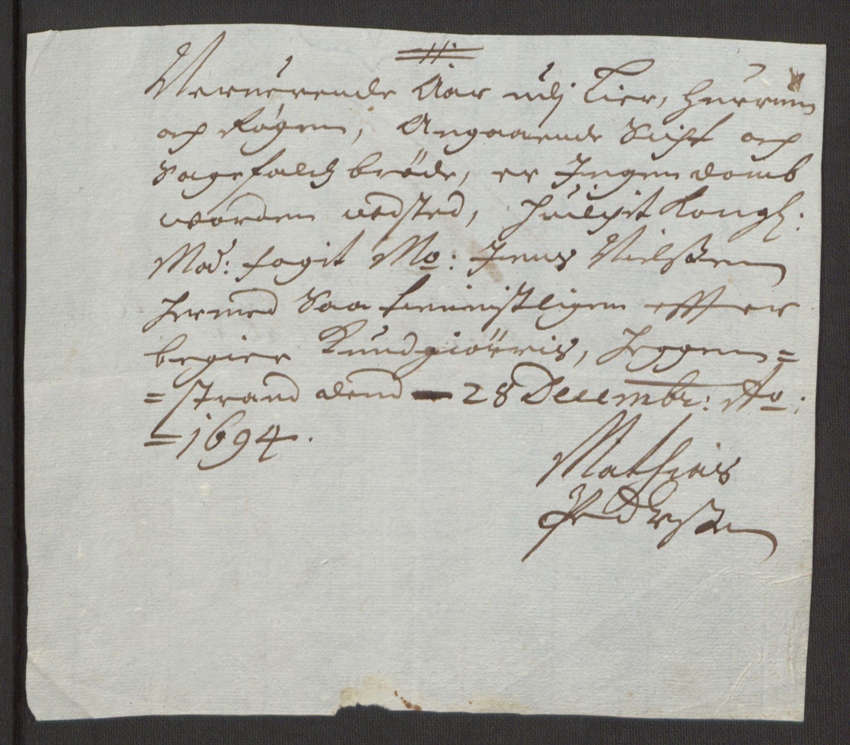 Rentekammeret inntil 1814, Reviderte regnskaper, Fogderegnskap, RA/EA-4092/R30/L1694: Fogderegnskap Hurum, Røyken, Eiker og Lier, 1694-1696, p. 17