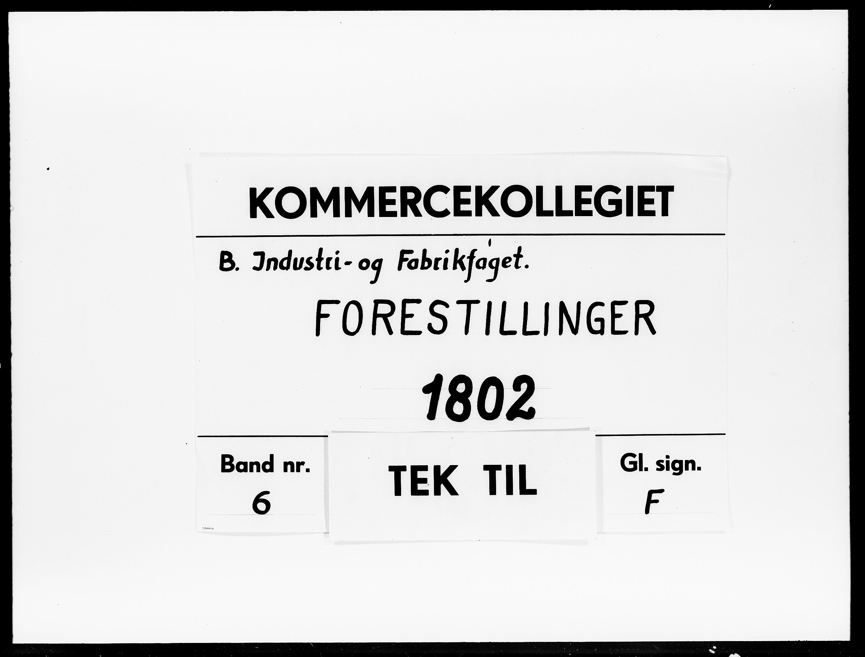 Kommercekollegiet, Industri- og Fabriksfaget, DRA/A-0004/-/1342: Forestillinger, 1802