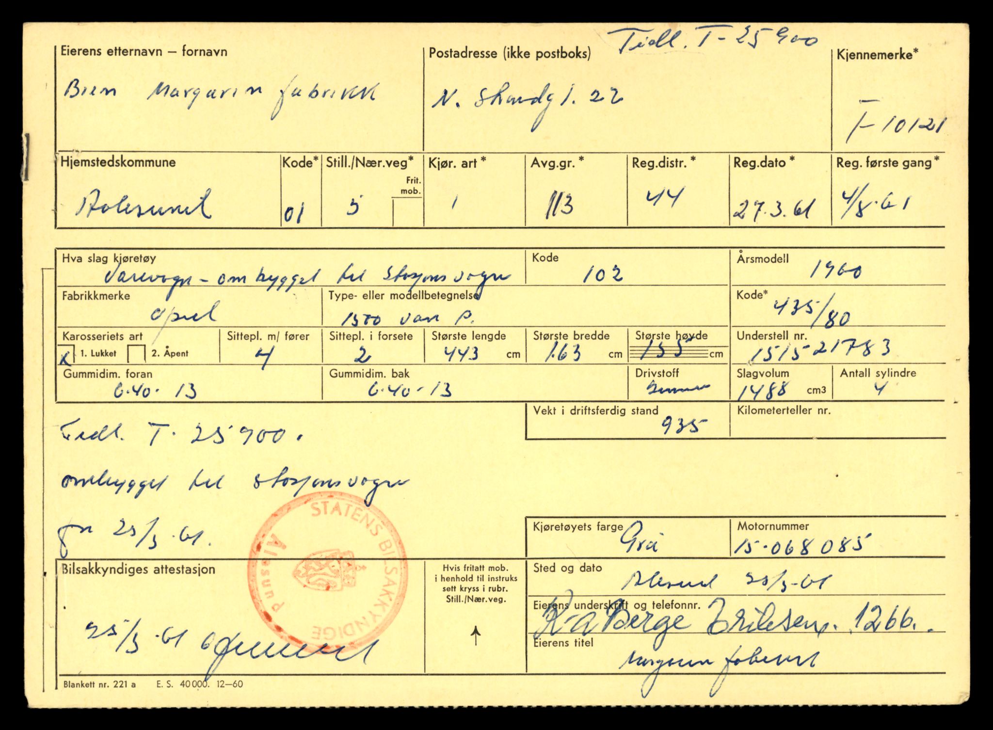 Møre og Romsdal vegkontor - Ålesund trafikkstasjon, AV/SAT-A-4099/F/Fe/L0018: Registreringskort for kjøretøy T 10091 - T 10227, 1927-1998, p. 779