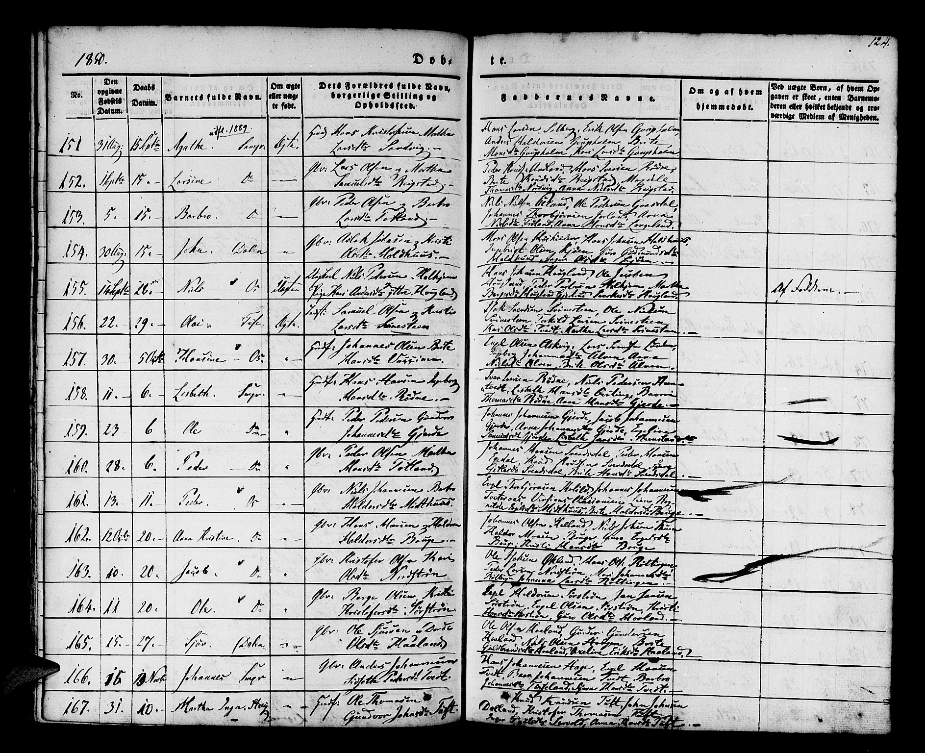 Os sokneprestembete, AV/SAB-A-99929: Parish register (official) no. A 15, 1839-1851, p. 124