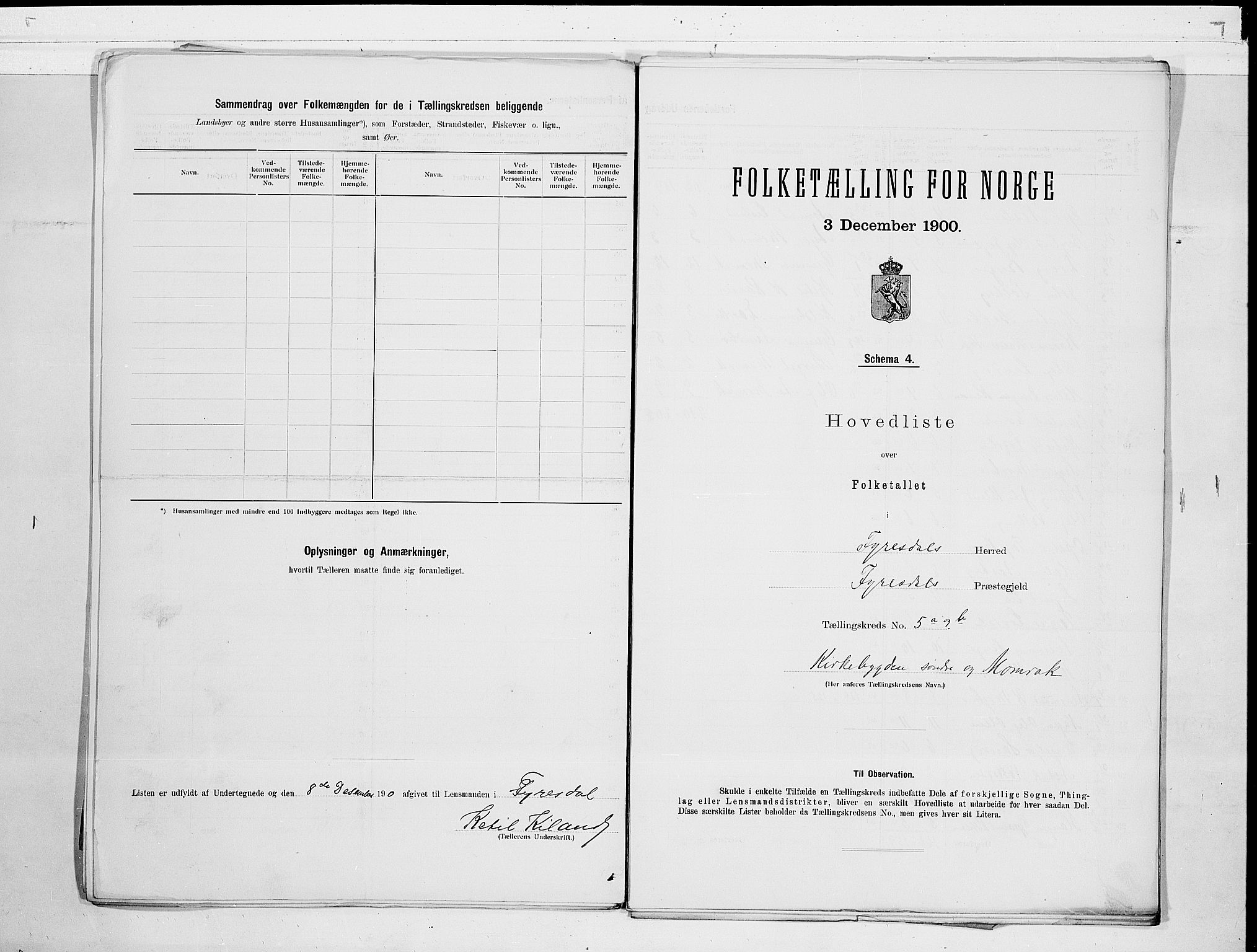 RA, 1900 census for Fyresdal, 1900, p. 12