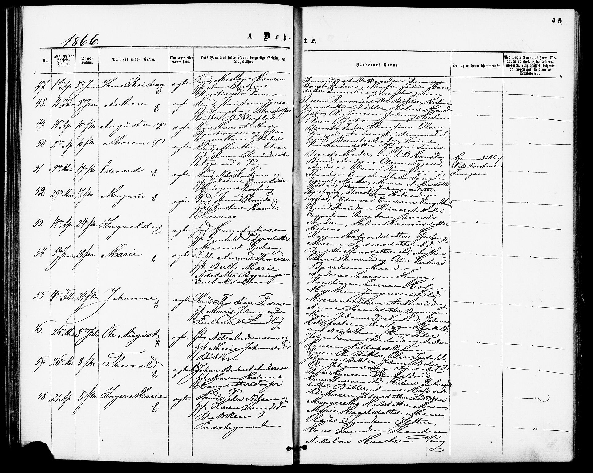 Enebakk prestekontor Kirkebøker, AV/SAO-A-10171c/F/Fa/L0011: Parish register (official) no. I 11, 1862-1882, p. 45