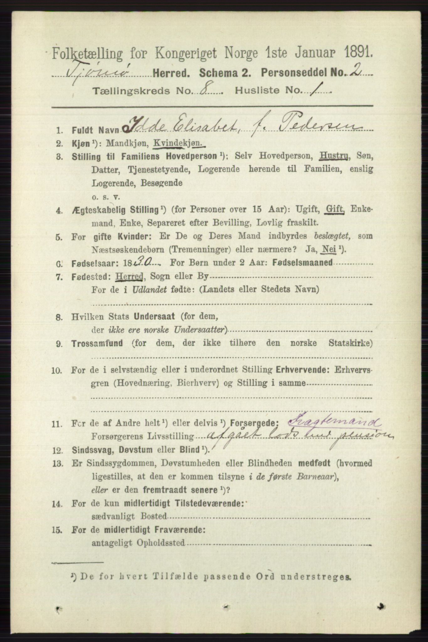 RA, 1891 census for 0723 Tjøme, 1891, p. 2798