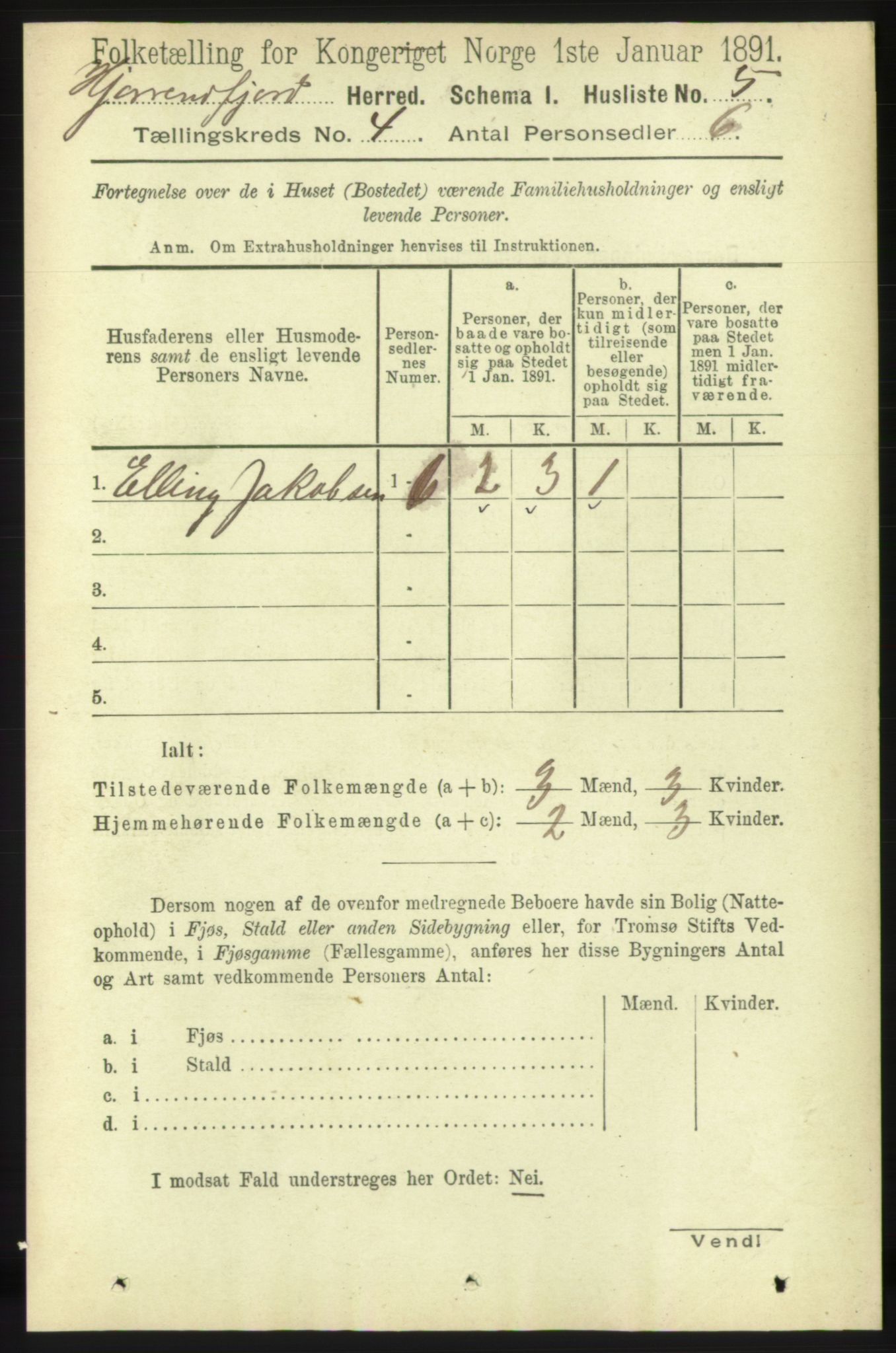 RA, 1891 census for 1522 Hjørundfjord, 1891, p. 644