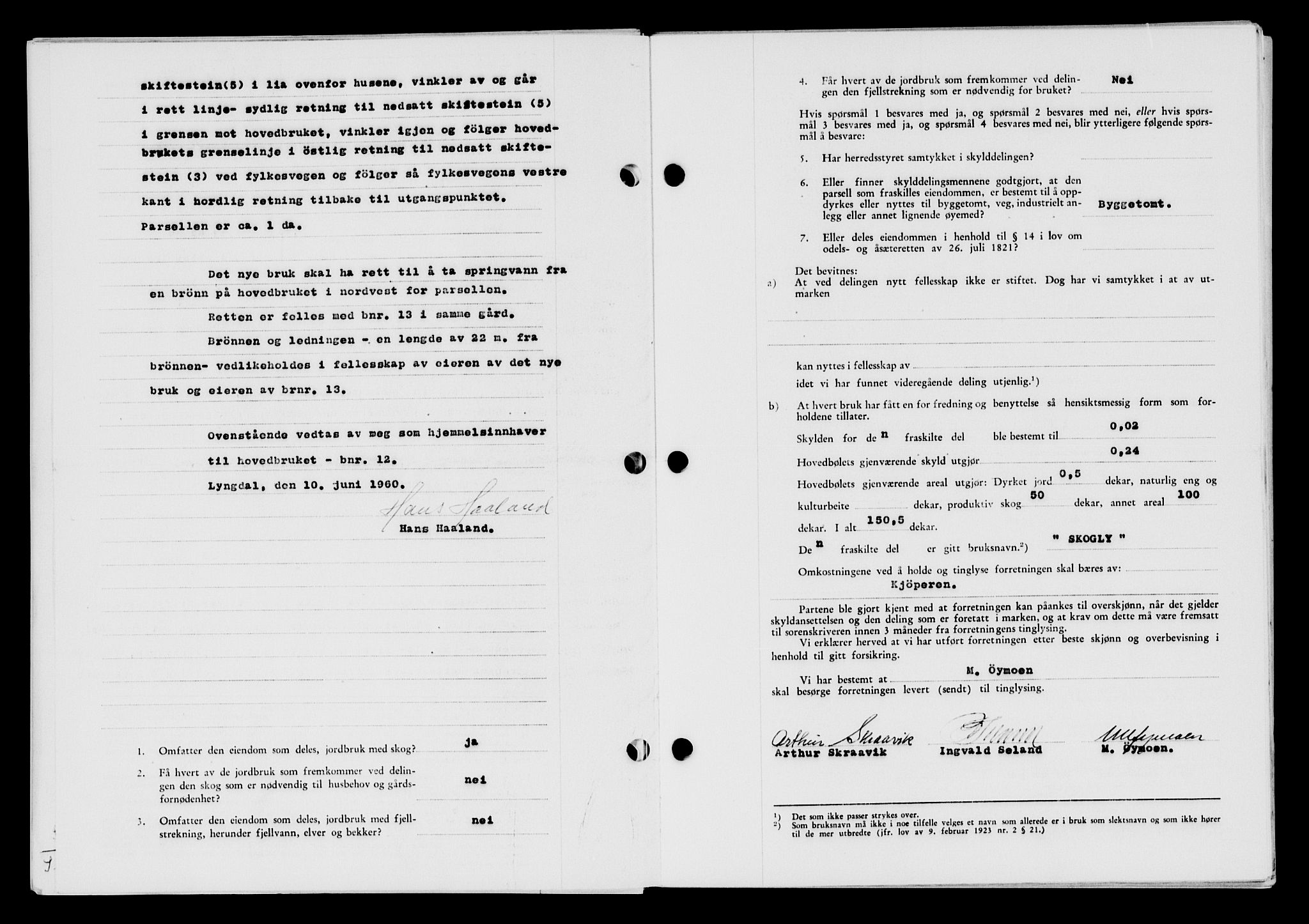 Lyngdal sorenskriveri, AV/SAK-1221-0004/G/Gb/L0680: Mortgage book no. A XXVI, 1960-1960, Diary no: : 511/1960