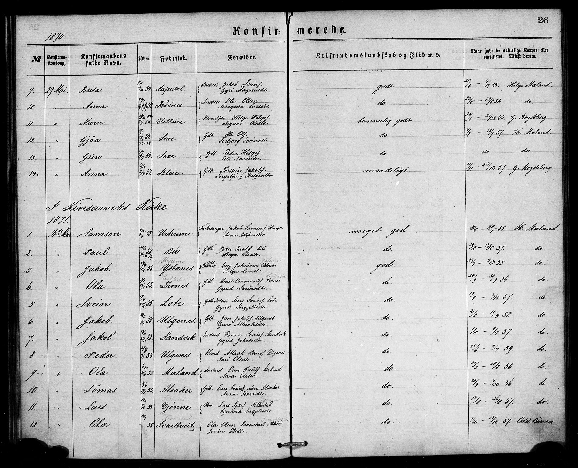 Ullensvang sokneprestembete, SAB/A-78701/H/Haa: Parish register (official) no. A 13, 1867-1879, p. 26