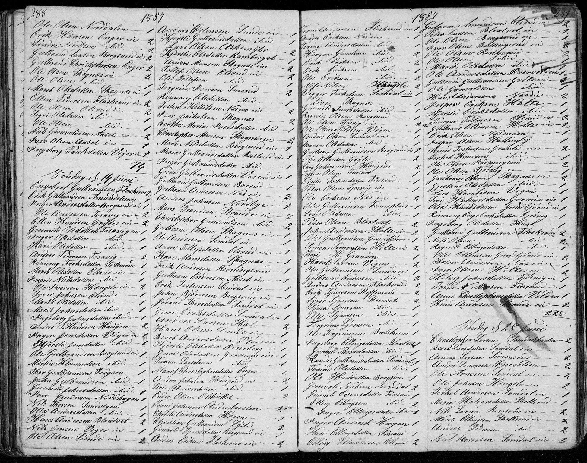 Ådal kirkebøker, SAKO/A-248/G/Ga/L0002: Parish register (copy) no. I 2, 1840-1861, p. 288-289