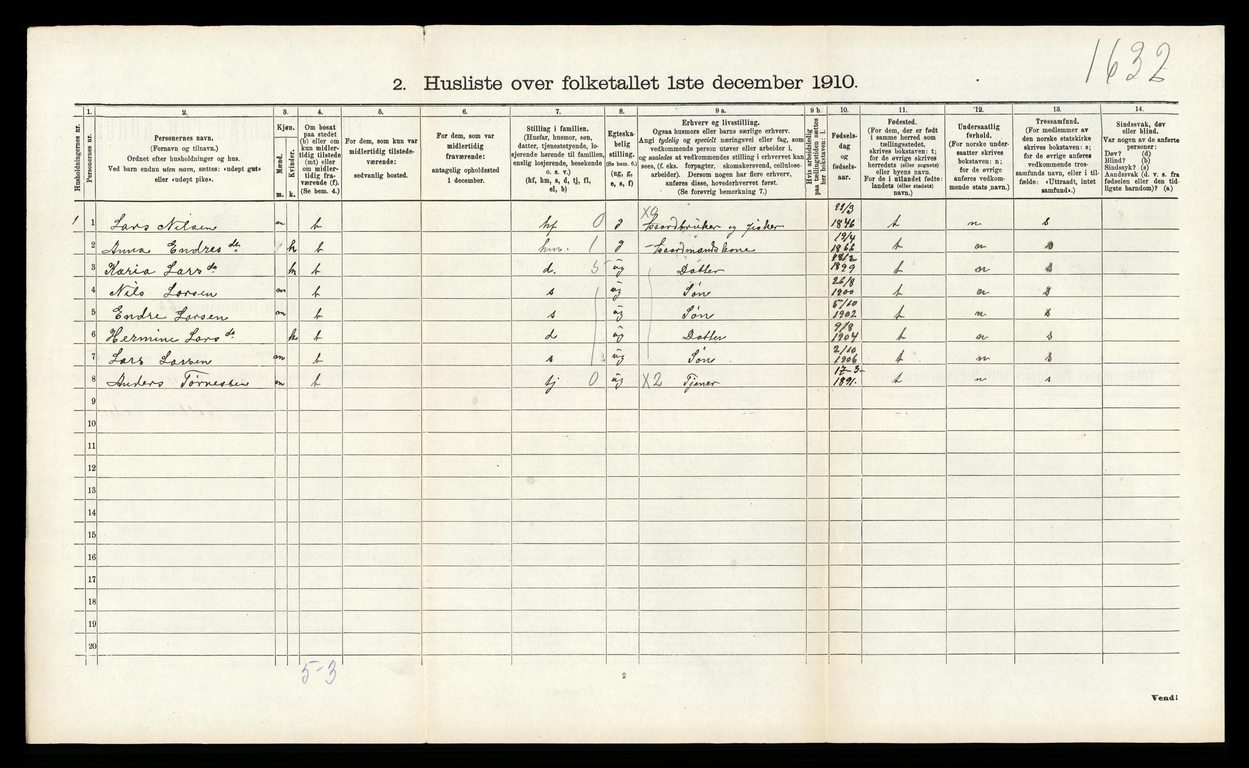 RA, 1910 census for Sund, 1910, p. 571