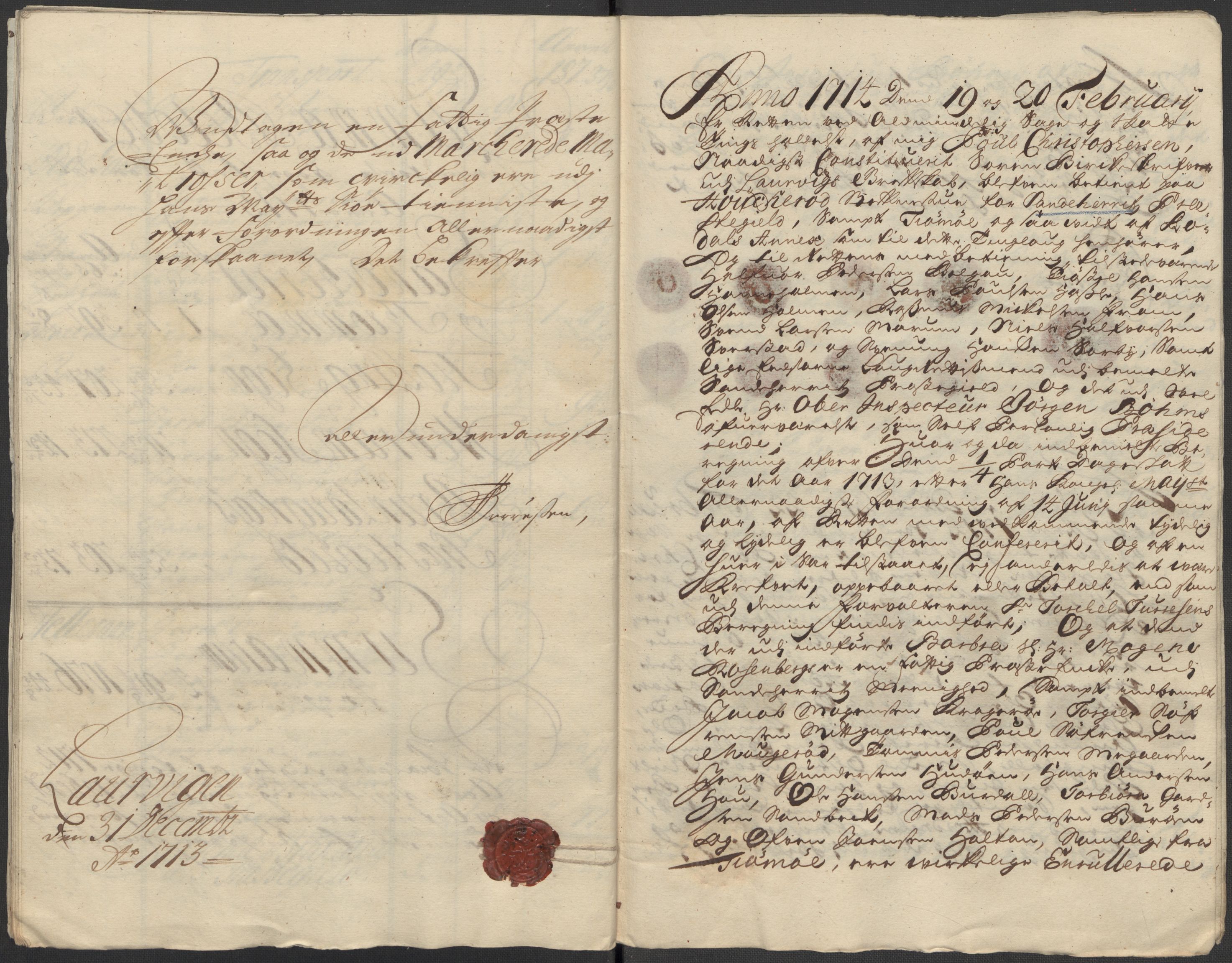 Rentekammeret inntil 1814, Reviderte regnskaper, Fogderegnskap, AV/RA-EA-4092/R33/L1985: Fogderegnskap Larvik grevskap, 1713, p. 333