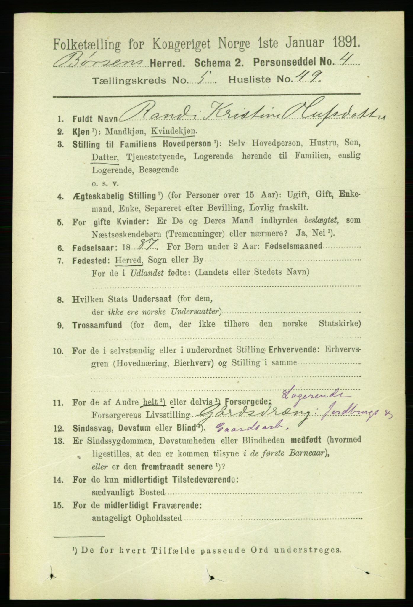 RA, 1891 census for 1658 Børsa, 1891, p. 2258