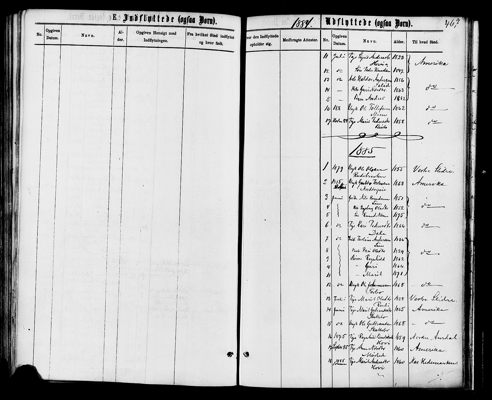 Øystre Slidre prestekontor, SAH/PREST-138/H/Ha/Haa/L0002: Parish register (official) no. 2, 1874-1886, p. 467