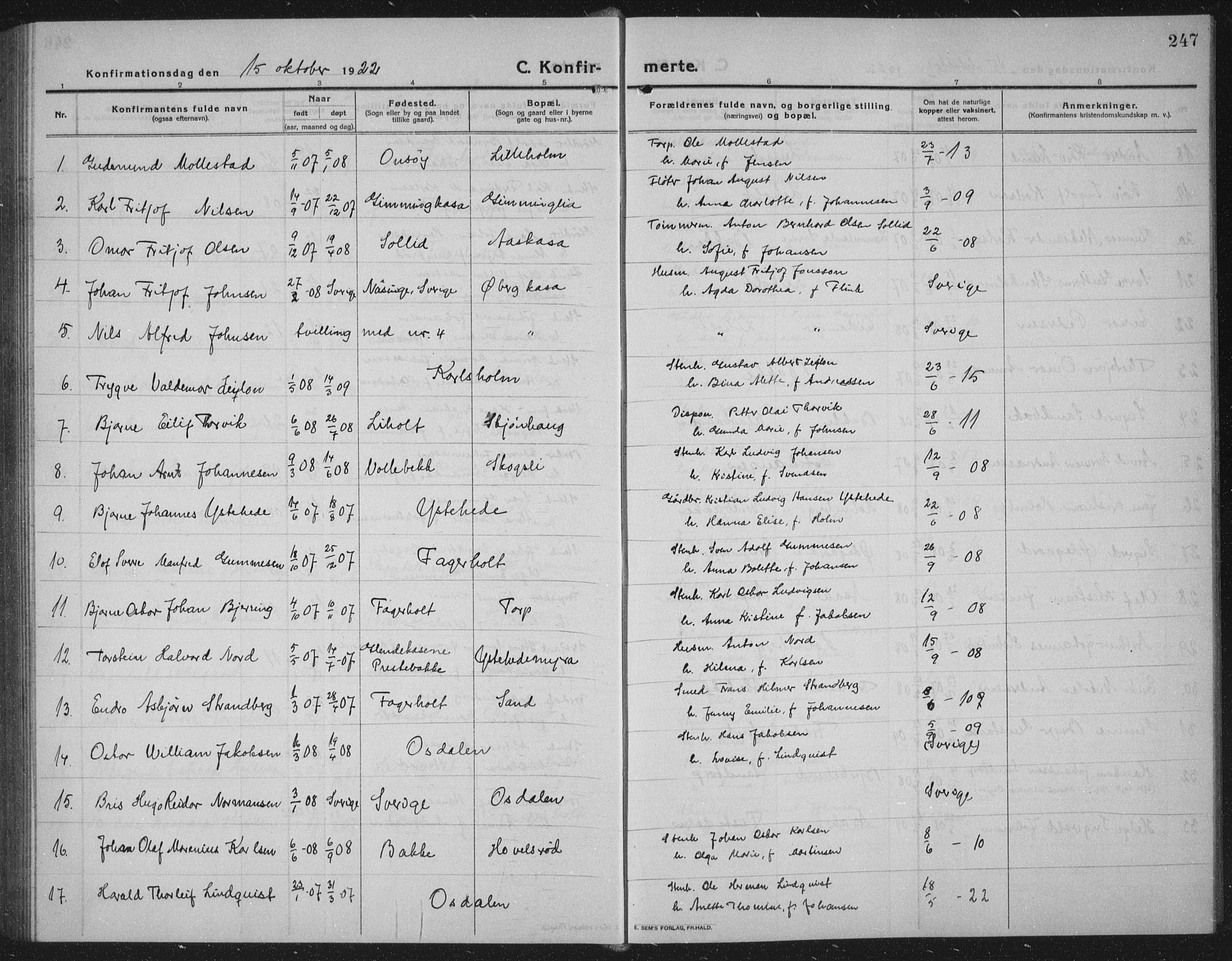 Idd prestekontor Kirkebøker, SAO/A-10911/G/Gb/L0003: Parish register (copy) no. II 3, 1914-1940, p. 247