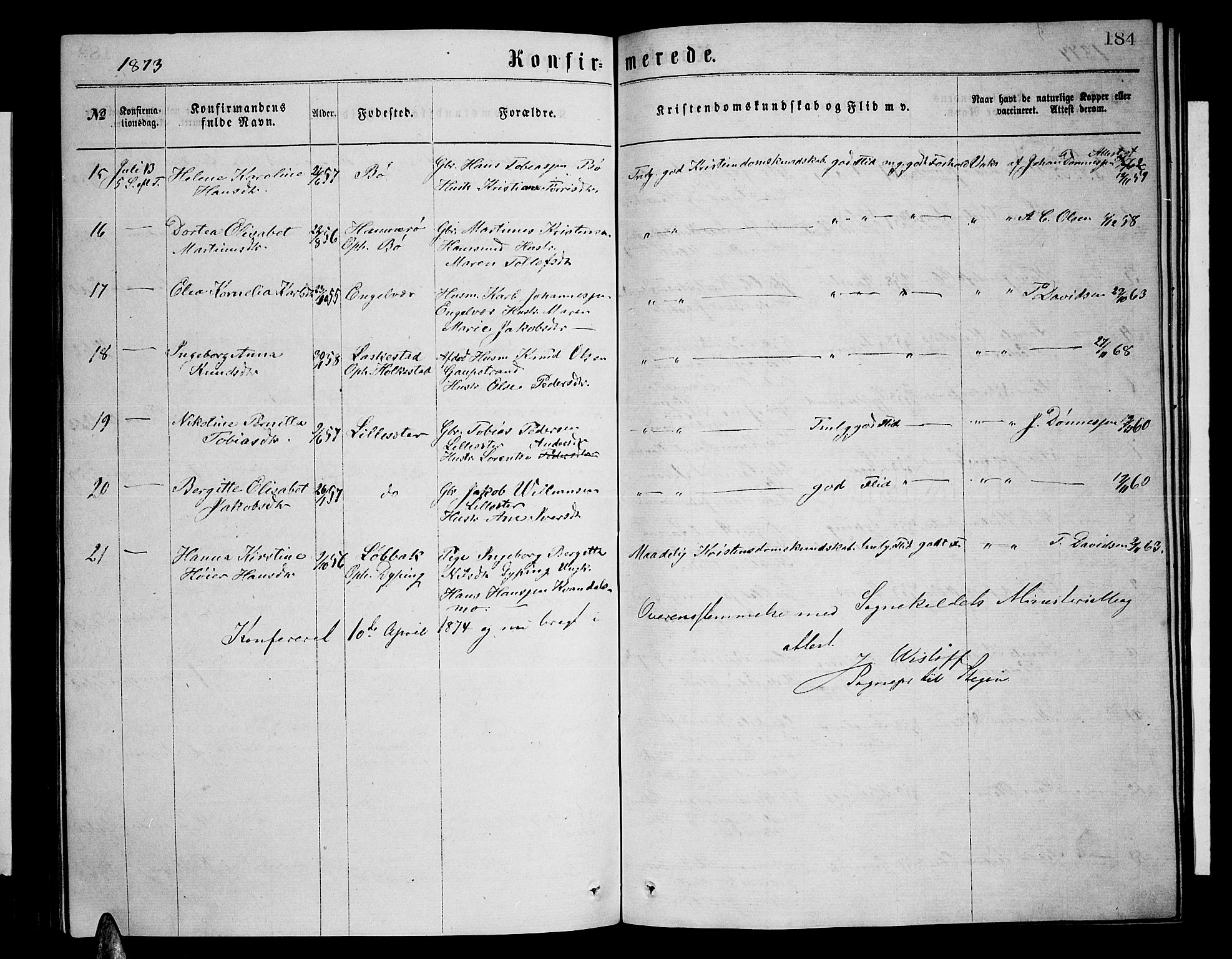 Ministerialprotokoller, klokkerbøker og fødselsregistre - Nordland, AV/SAT-A-1459/855/L0815: Parish register (copy) no. 855C04, 1865-1878, p. 184