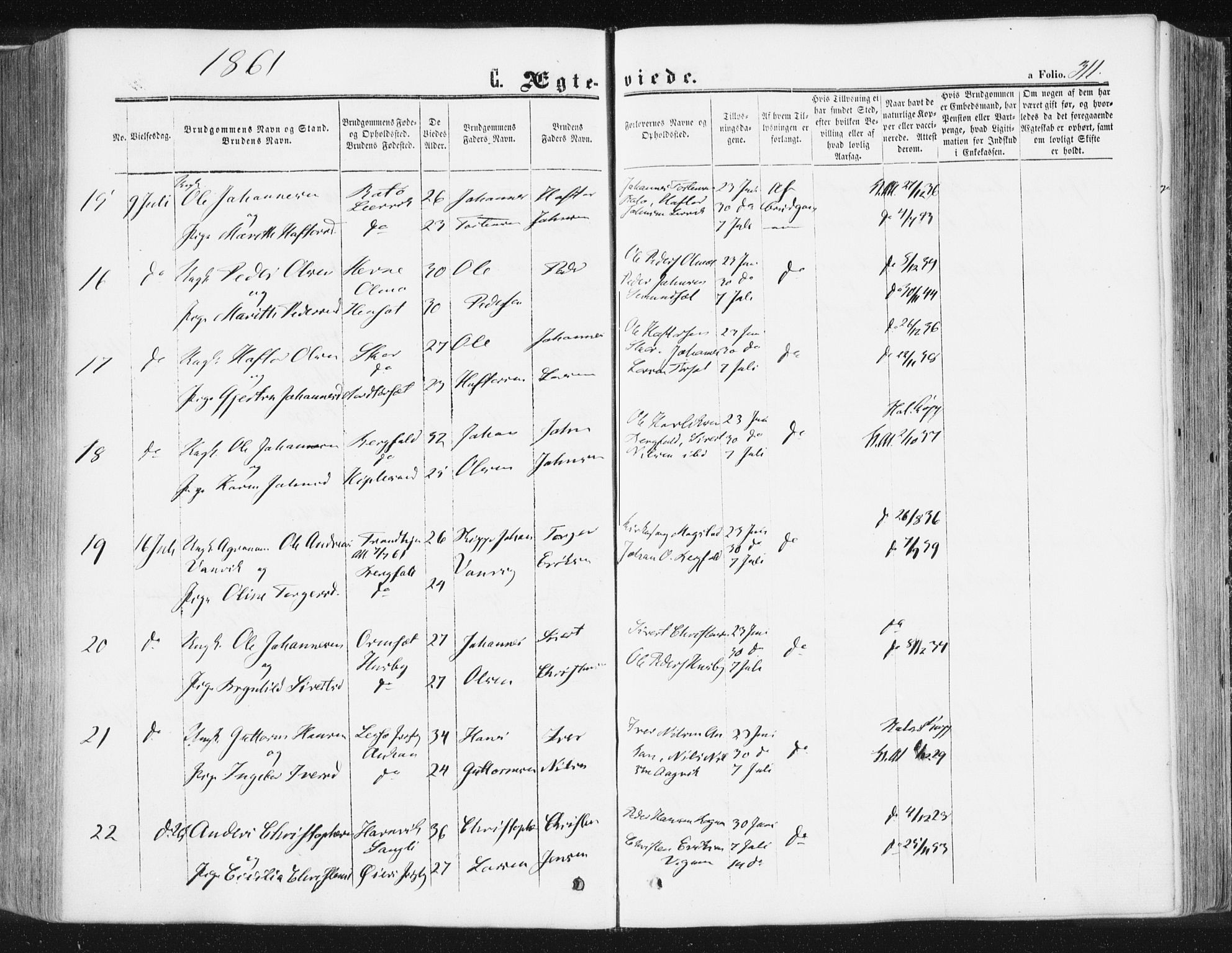 Ministerialprotokoller, klokkerbøker og fødselsregistre - Møre og Romsdal, AV/SAT-A-1454/578/L0905: Parish register (official) no. 578A04, 1859-1877, p. 311