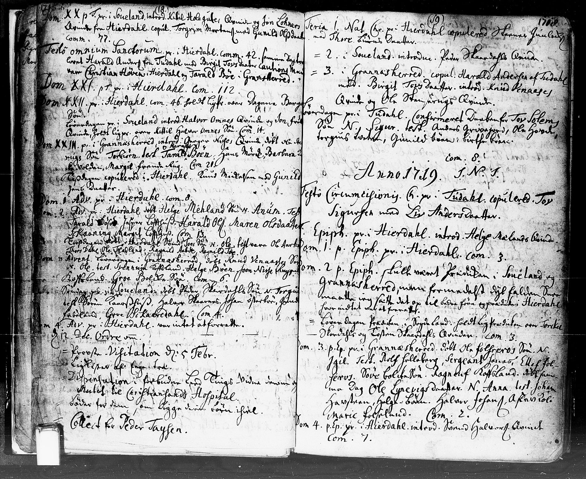 Hjartdal kirkebøker, SAKO/A-270/F/Fa/L0002: Parish register (official) no. I 2, 1716-1754, p. 18-19