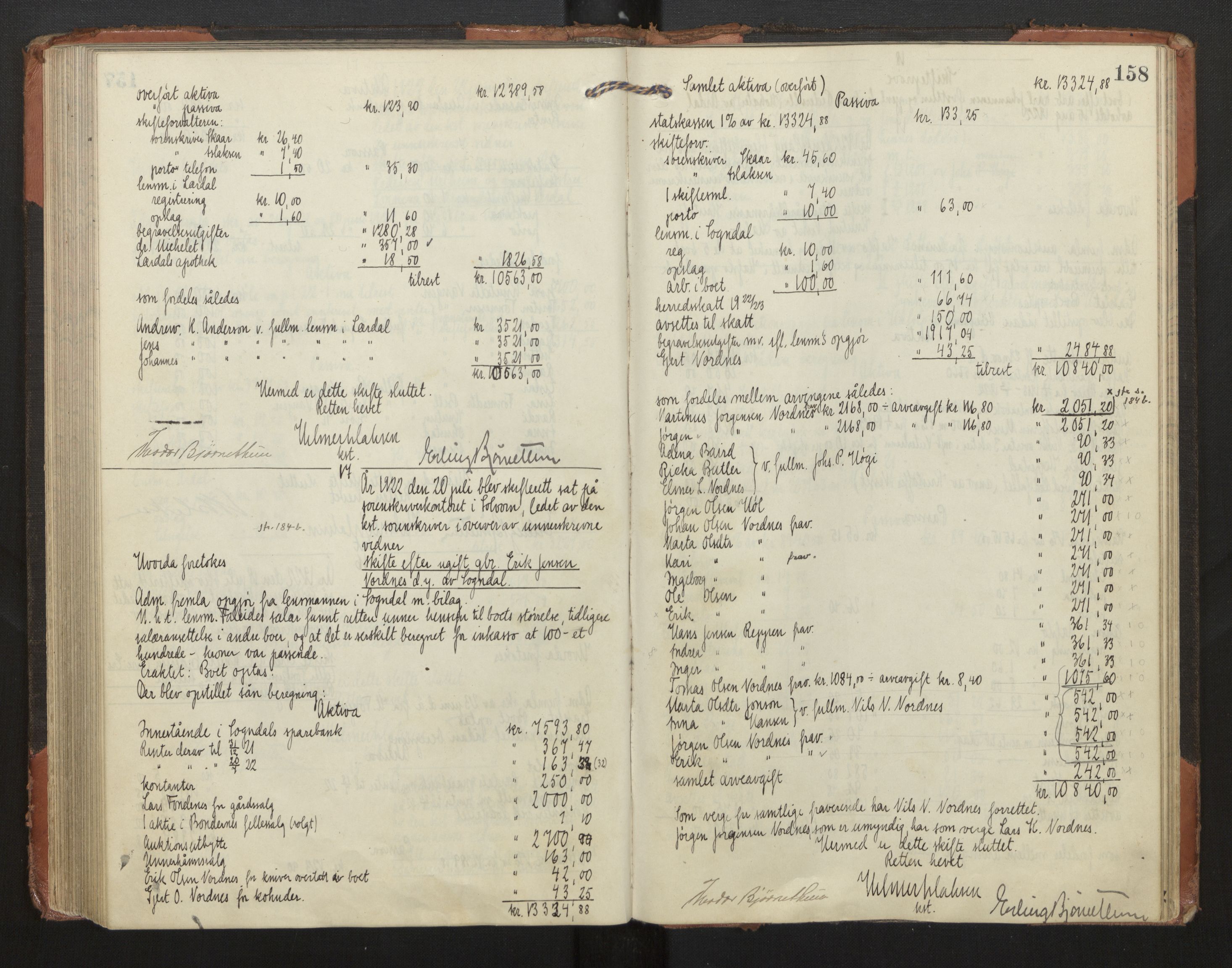 Indre Sogn tingrett, AV/SAB-A-3301/1/H/Hd/L0008: Skifteutlodningsprotokoll 8, 1912-1923, p. 157b-158a