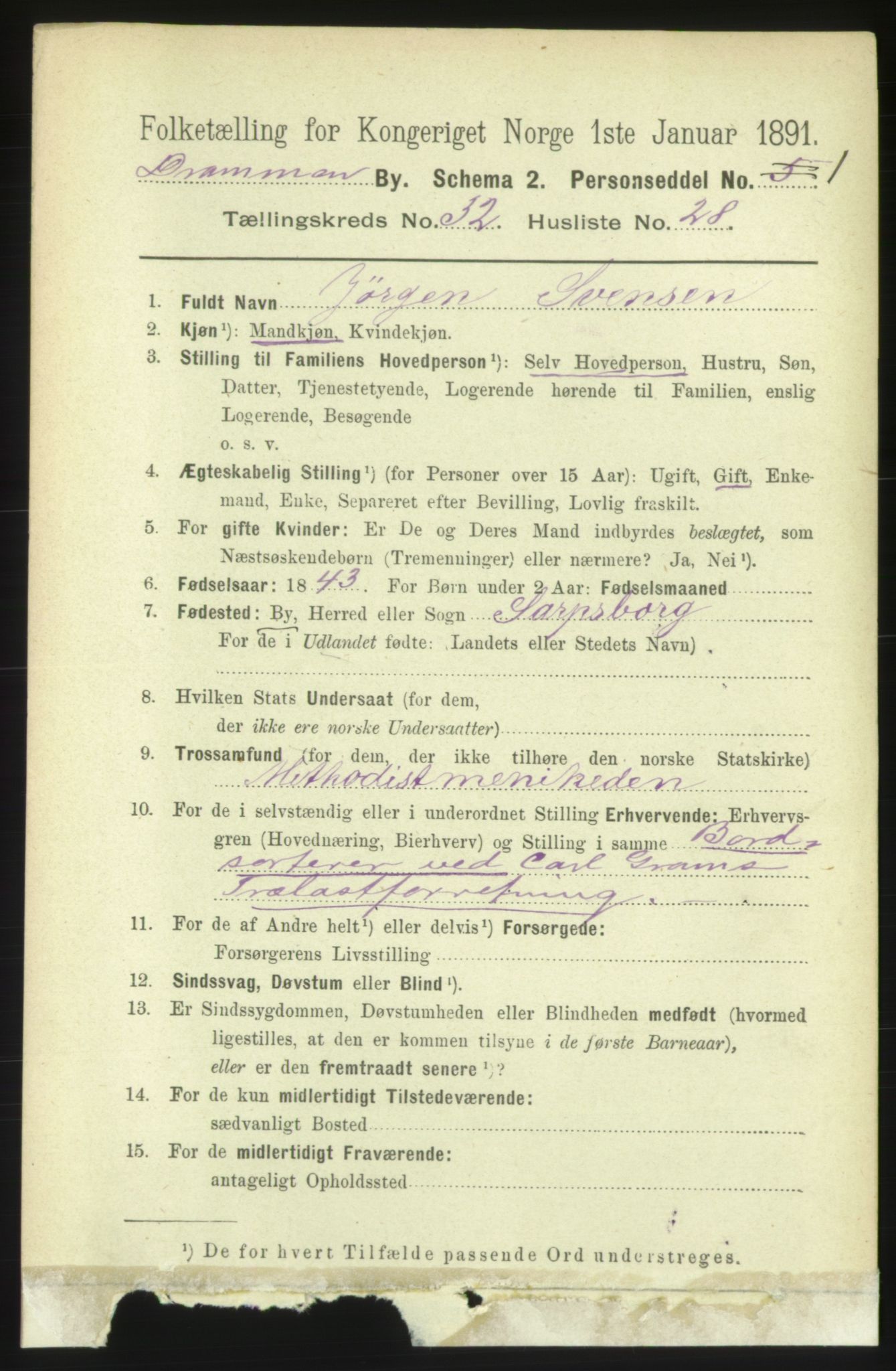 RA, 1891 census for 0602 Drammen, 1891, p. 19603