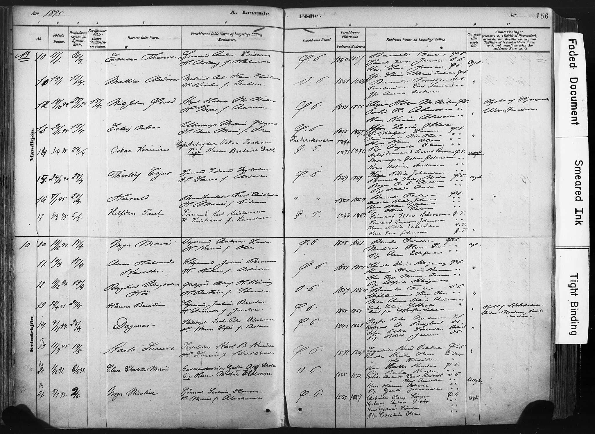 Porsgrunn kirkebøker , AV/SAKO-A-104/F/Fa/L0008: Parish register (official) no. 8, 1878-1895, p. 156