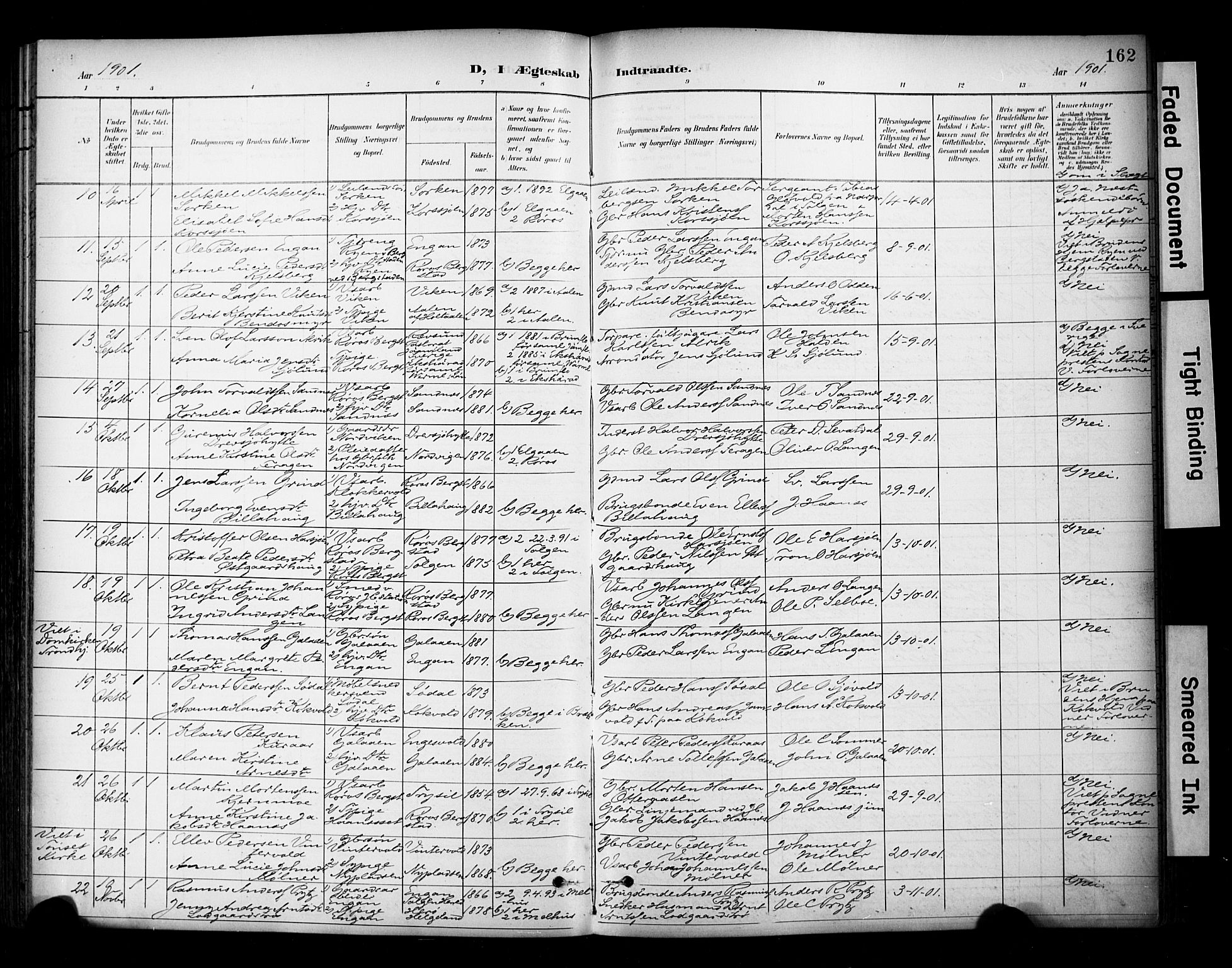 Ministerialprotokoller, klokkerbøker og fødselsregistre - Sør-Trøndelag, AV/SAT-A-1456/681/L0936: Parish register (official) no. 681A14, 1899-1908, p. 162