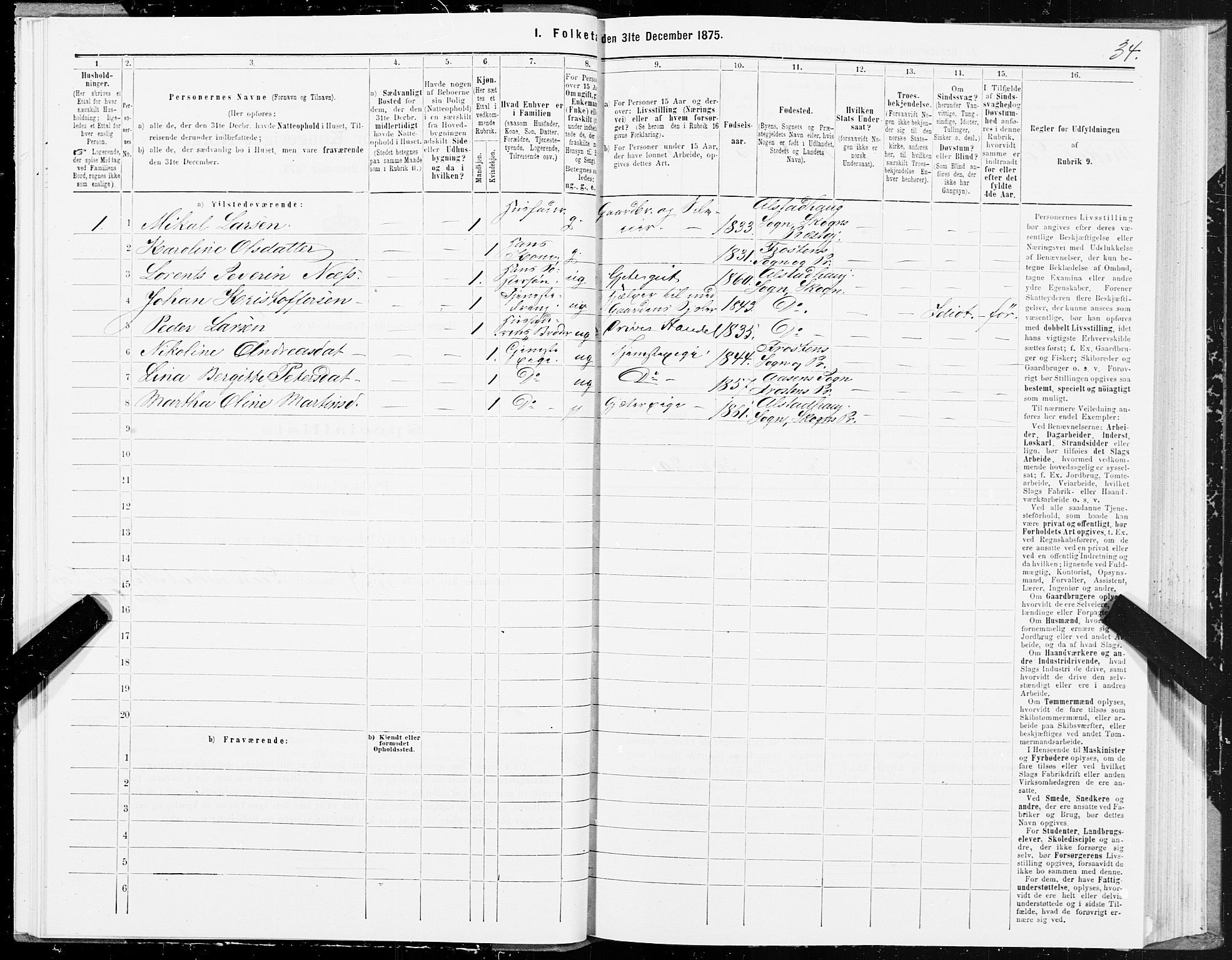 SAT, 1875 census for 1719P Skogn, 1875, p. 2034