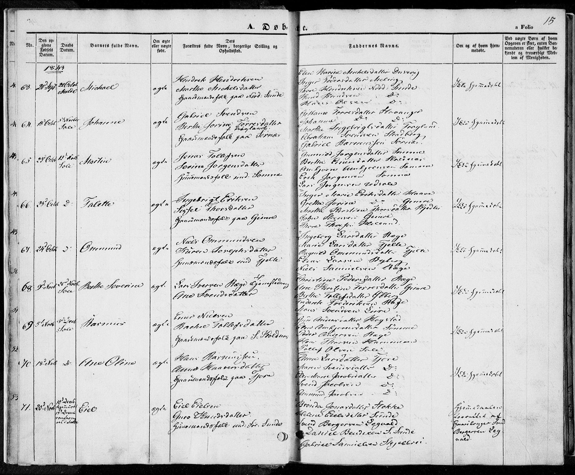 Håland sokneprestkontor, AV/SAST-A-101802/001/30BA/L0006: Parish register (official) no. A 6, 1842-1853, p. 15