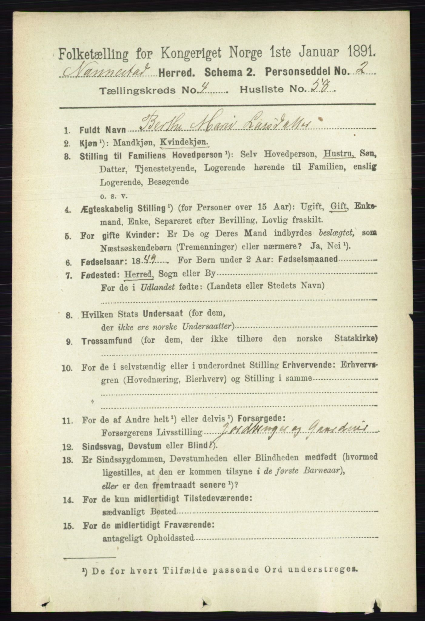 RA, 1891 census for 0238 Nannestad, 1891, p. 2410