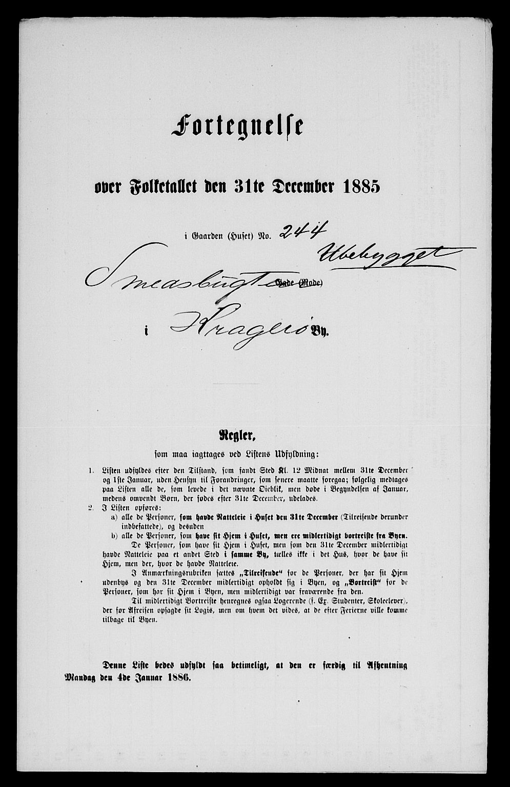 SAKO, 1885 census for 0801 Kragerø, 1885, p. 280