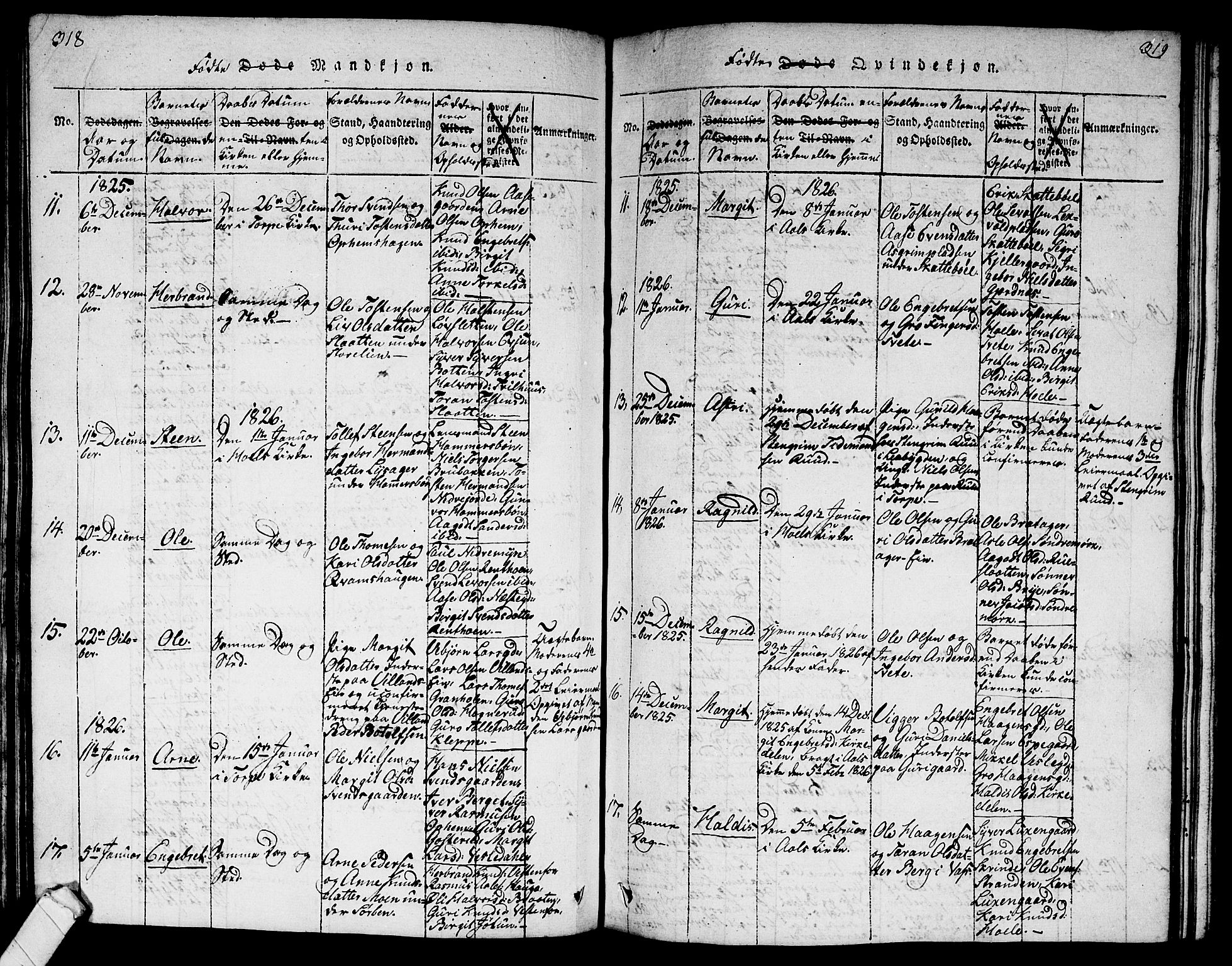 Ål kirkebøker, AV/SAKO-A-249/G/Ga/L0001: Parish register (copy) no. 1, 1815-1829, p. 318-319