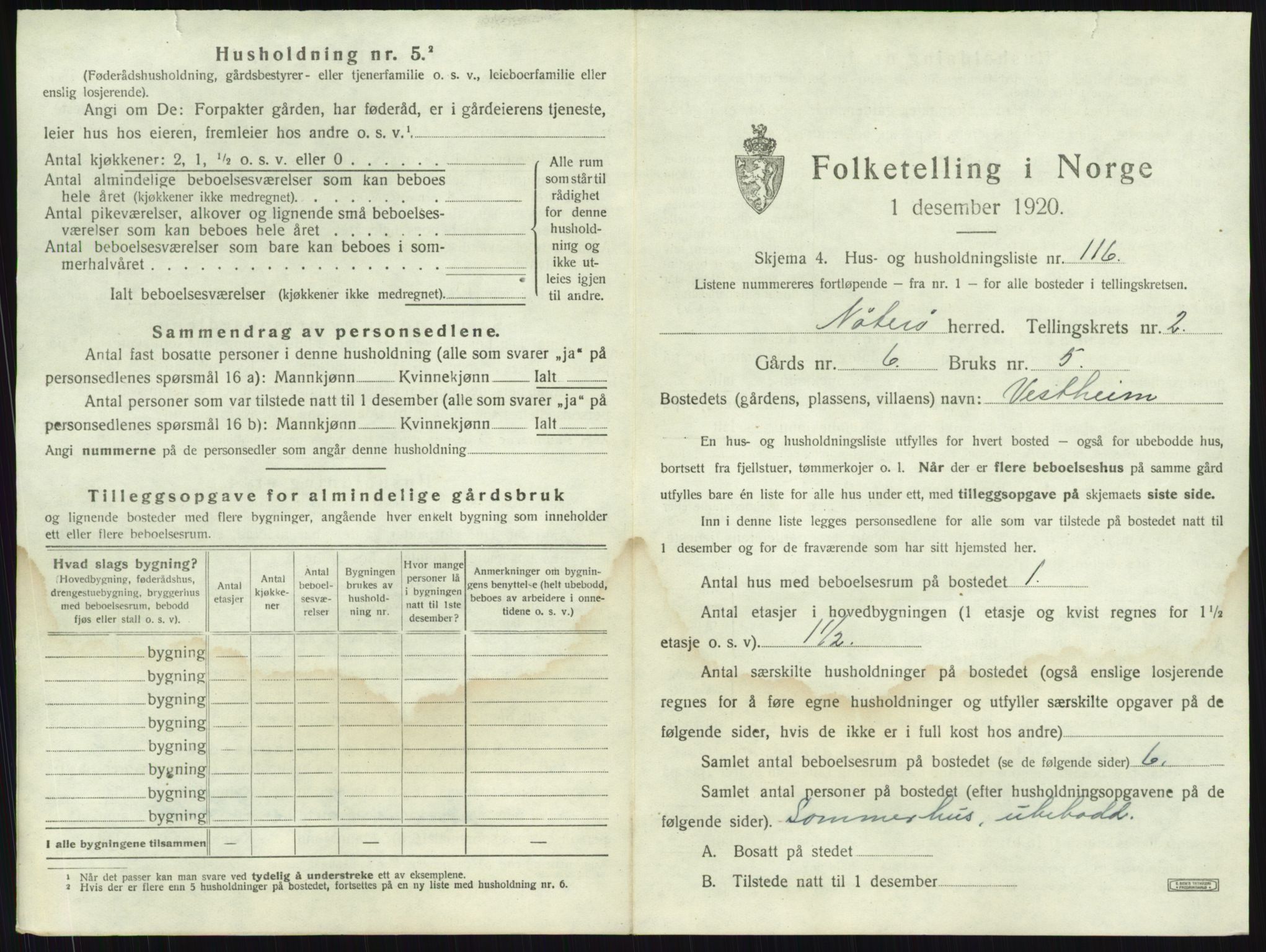 SAKO, 1920 census for Nøtterøy, 1920, p. 485