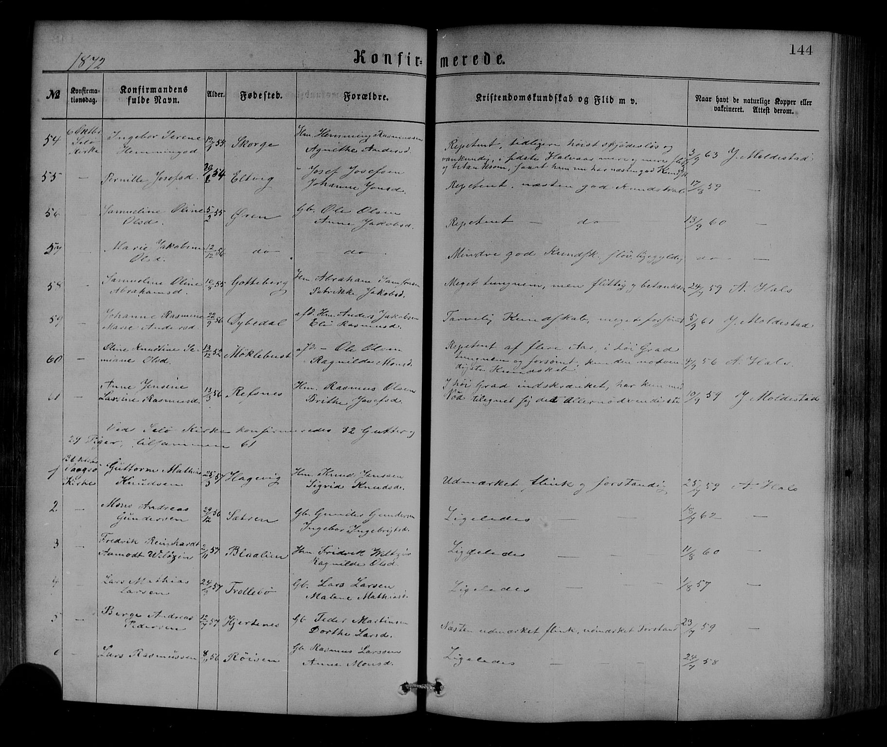 Selje sokneprestembete, AV/SAB-A-99938/H/Ha/Haa/Haaa: Parish register (official) no. A 12, 1870-1880, p. 144