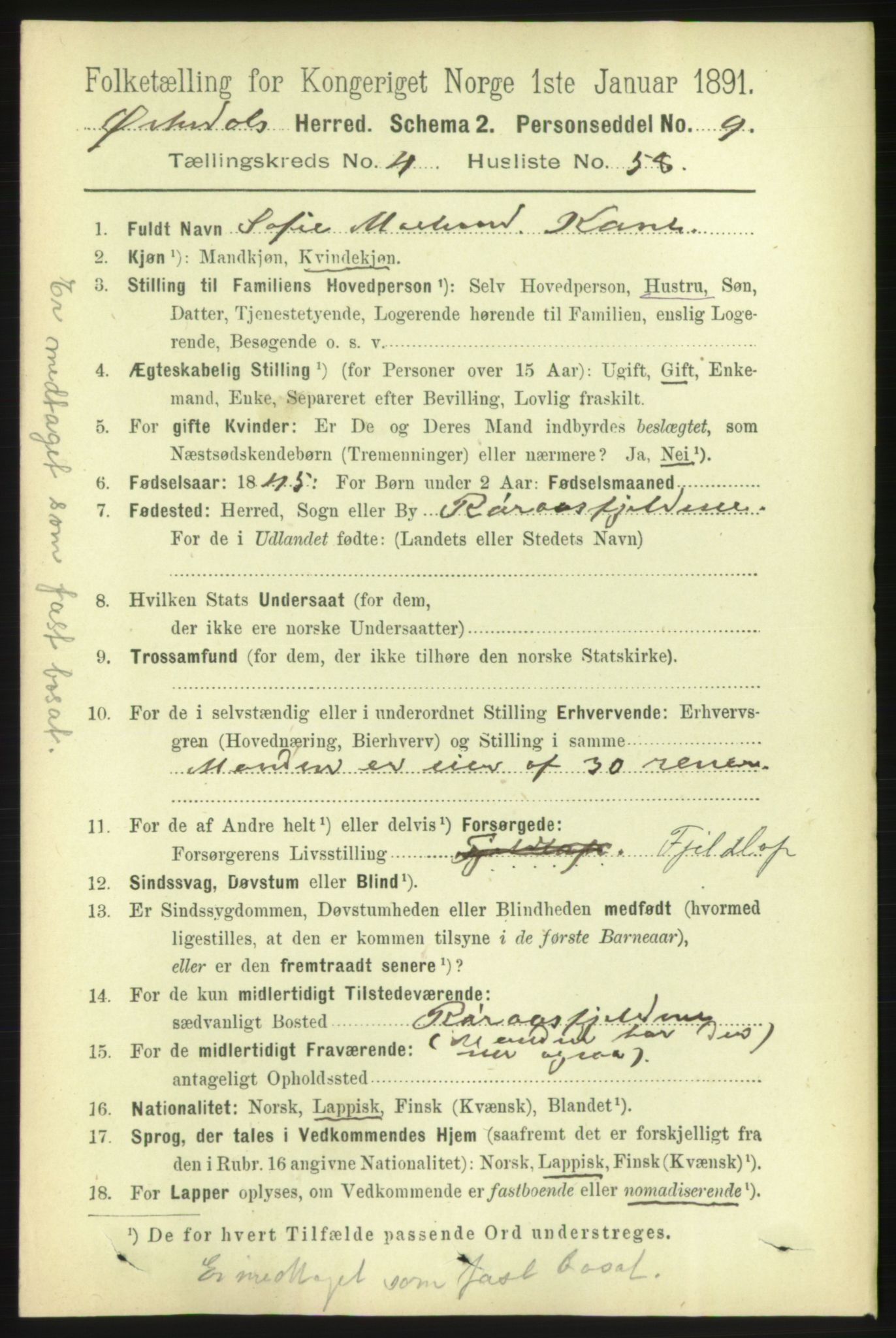 RA, 1891 census for 1638 Orkdal, 1891, p. 2256