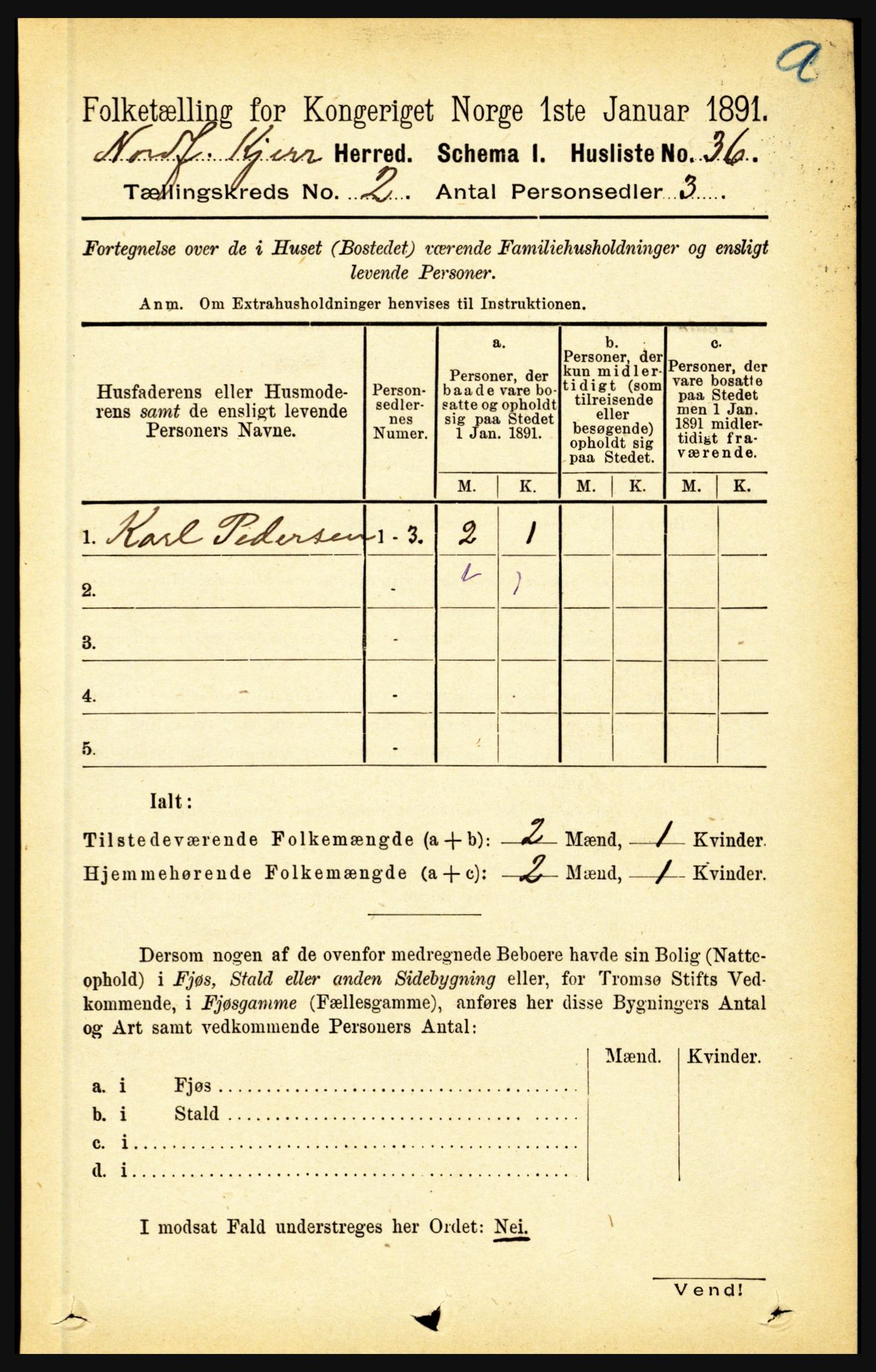 RA, 1891 census for 1846 Nordfold-Kjerringøy, 1891, p. 424