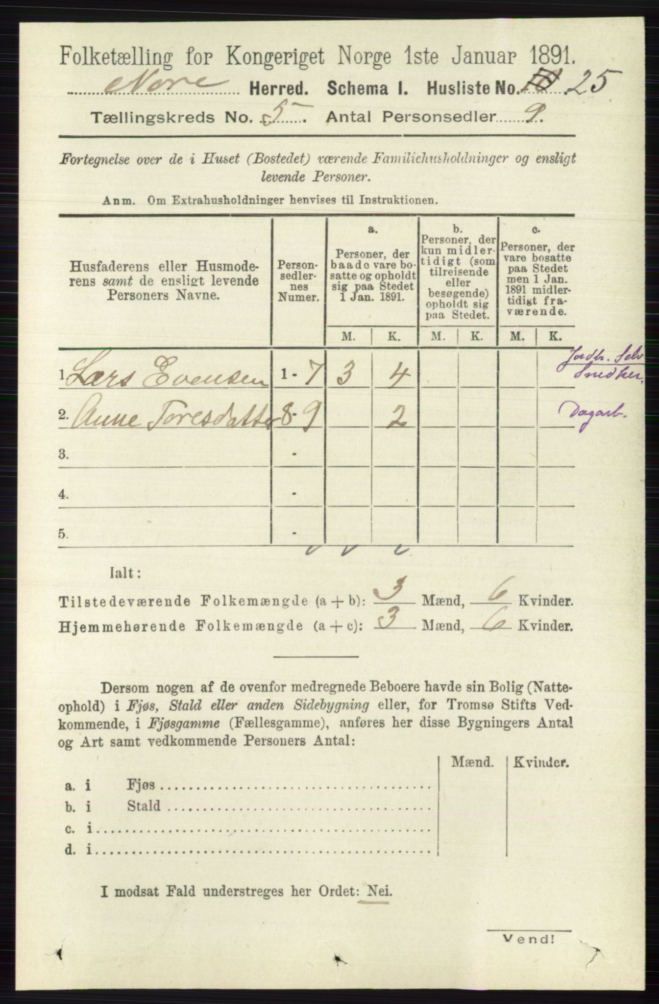 RA, 1891 census for 0633 Nore, 1891, p. 1554