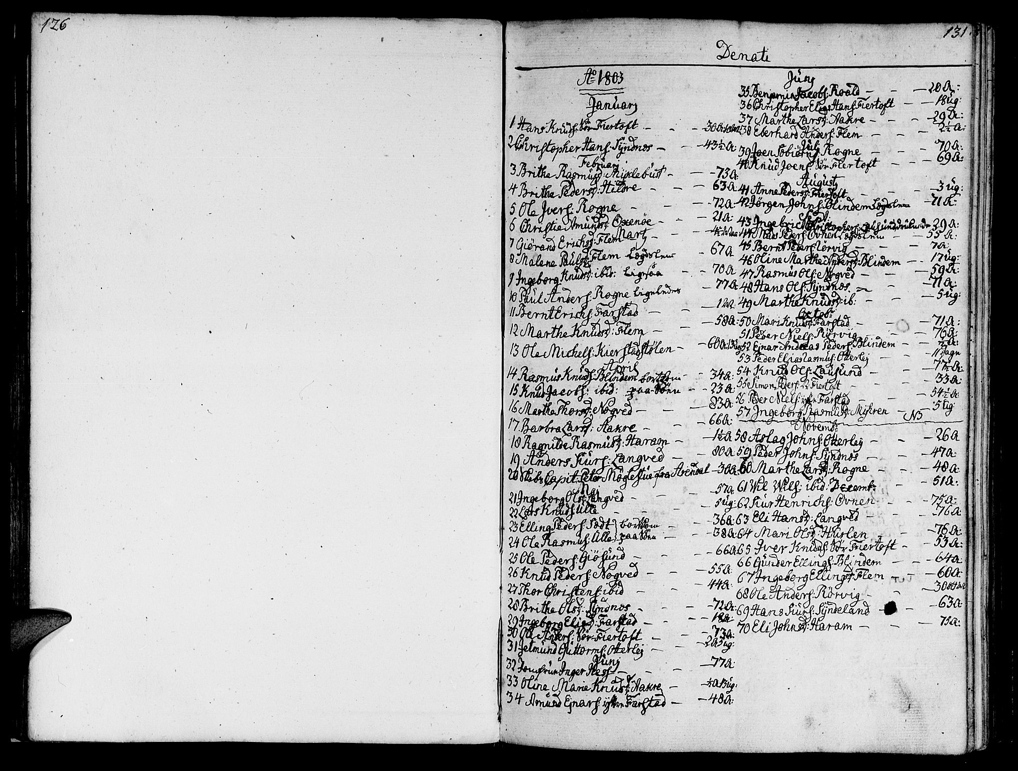 Ministerialprotokoller, klokkerbøker og fødselsregistre - Møre og Romsdal, SAT/A-1454/536/L0494: Parish register (official) no. 536A03, 1803-1836, p. 130-131