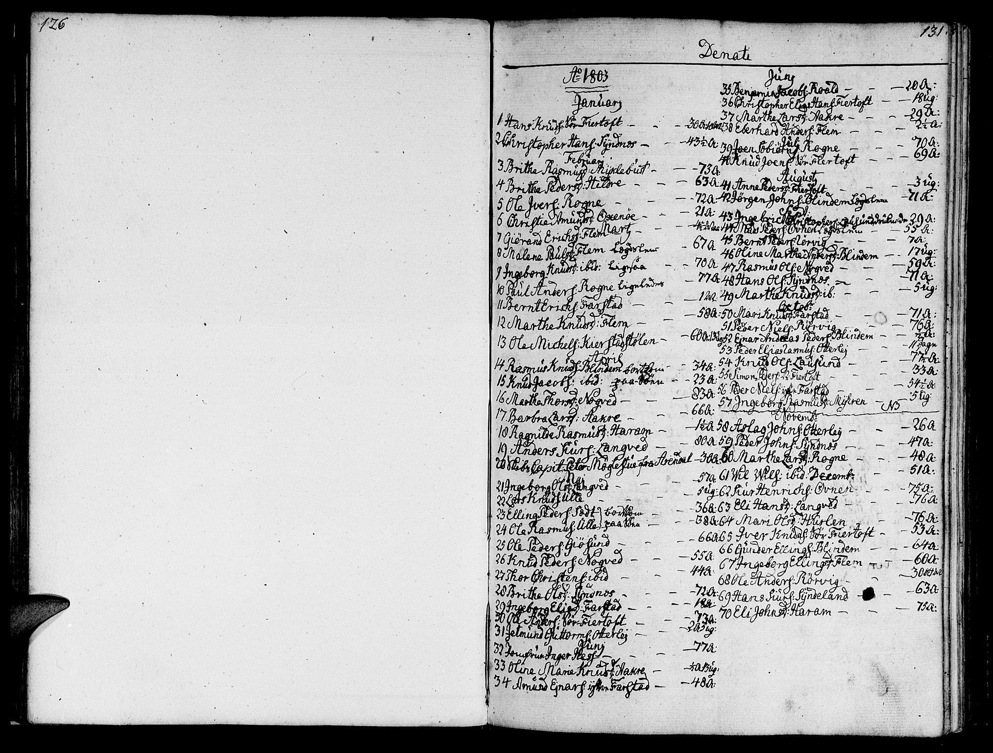 Ministerialprotokoller, klokkerbøker og fødselsregistre - Møre og Romsdal, AV/SAT-A-1454/536/L0494: Parish register (official) no. 536A03, 1803-1836, p. 130-131