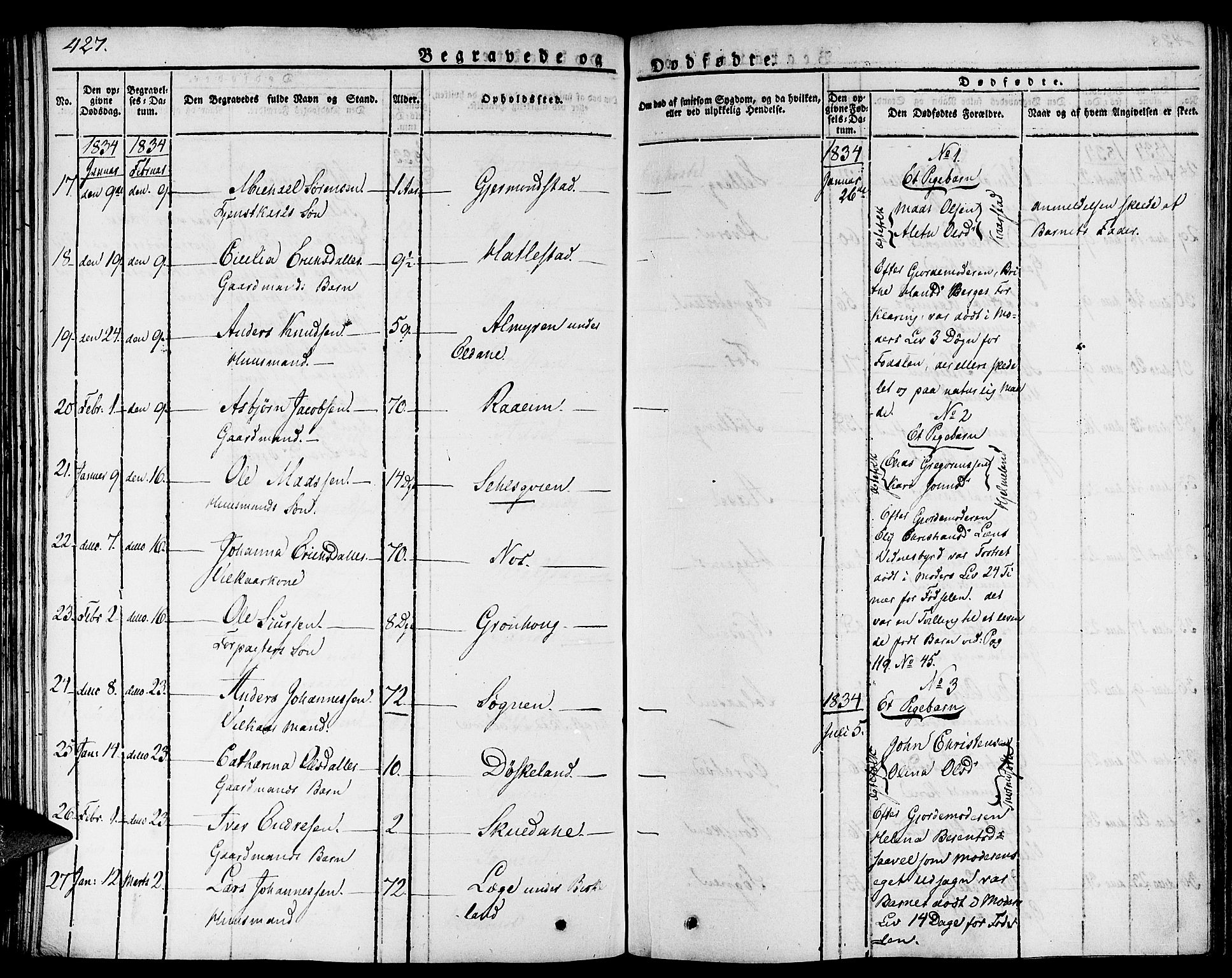 Gaular sokneprestembete, AV/SAB-A-80001/H/Haa: Parish register (official) no. A 3, 1821-1840, p. 427