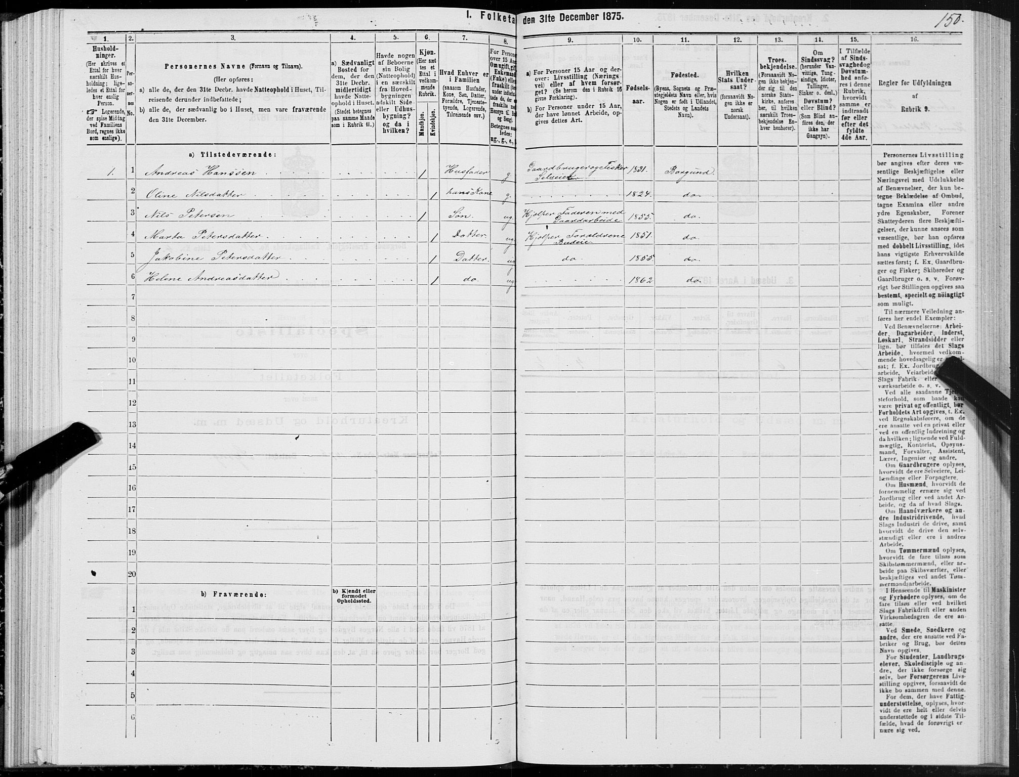 SAT, 1875 census for 1531P Borgund, 1875, p. 7150