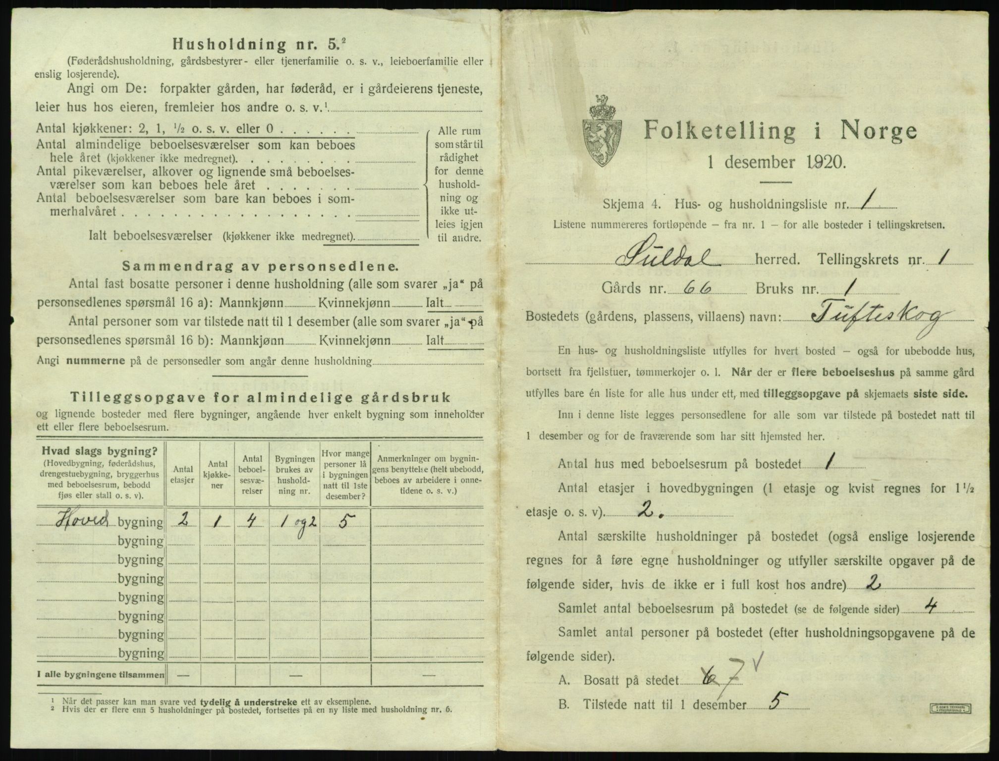 SAST, 1920 census for Suldal, 1920, p. 50