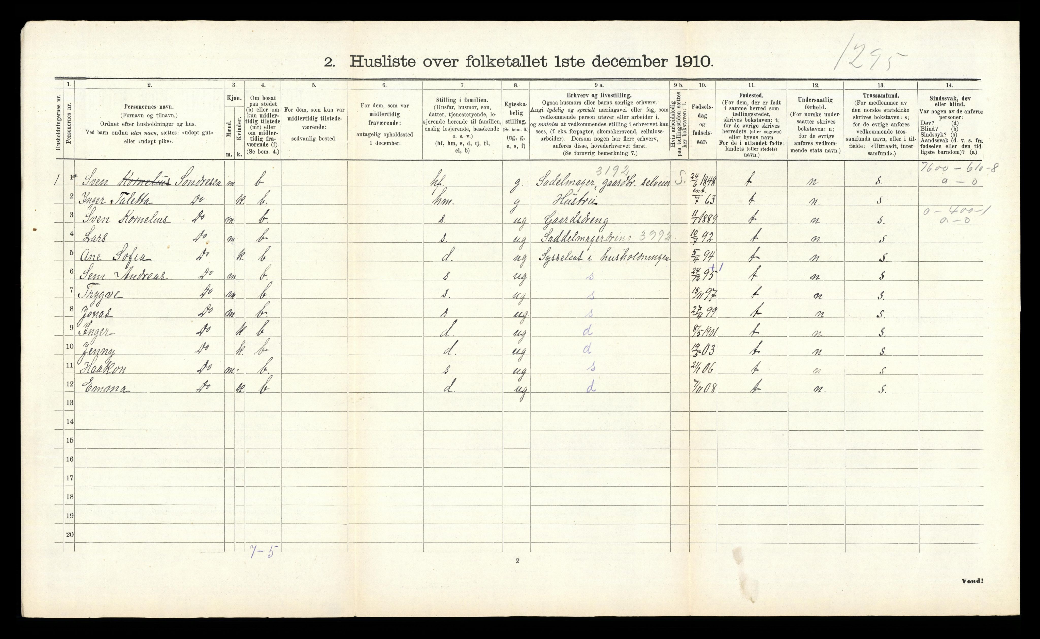 RA, 1910 census for Høyland, 1910, p. 493