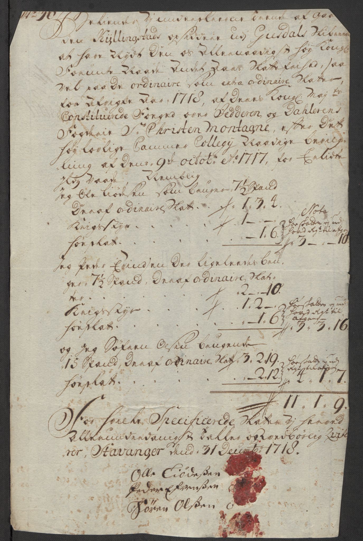 Rentekammeret inntil 1814, Reviderte regnskaper, Fogderegnskap, AV/RA-EA-4092/R46/L2743: Fogderegnskap Jæren og Dalane, 1718, p. 394