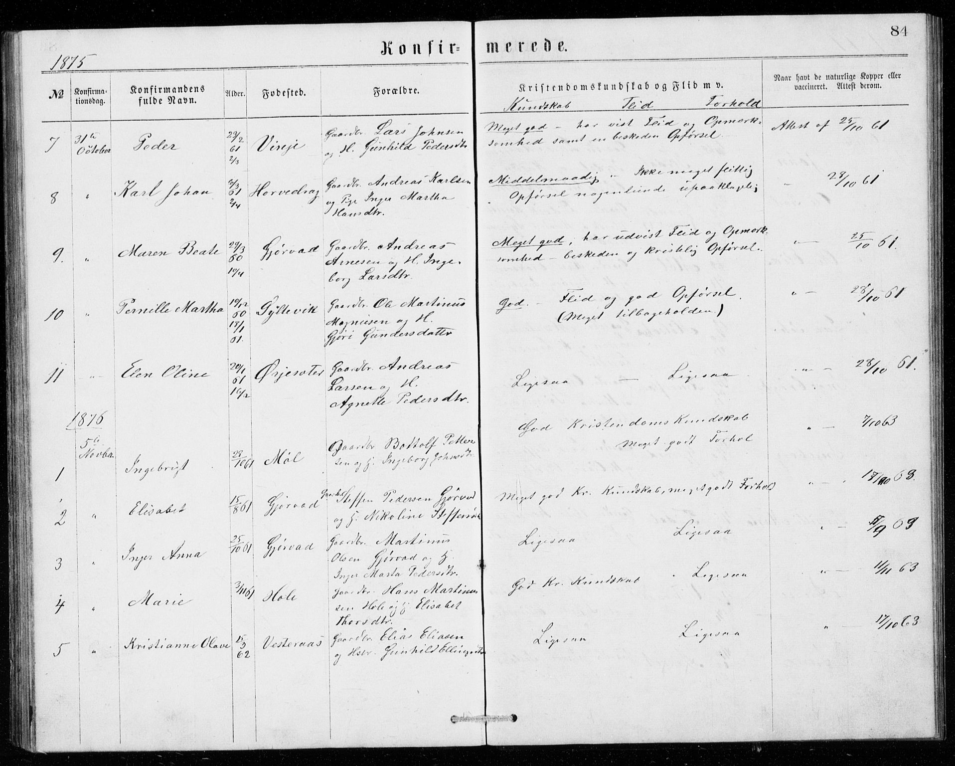 Ministerialprotokoller, klokkerbøker og fødselsregistre - Møre og Romsdal, SAT/A-1454/518/L0235: Parish register (copy) no. 518C02, 1867-1888, p. 84