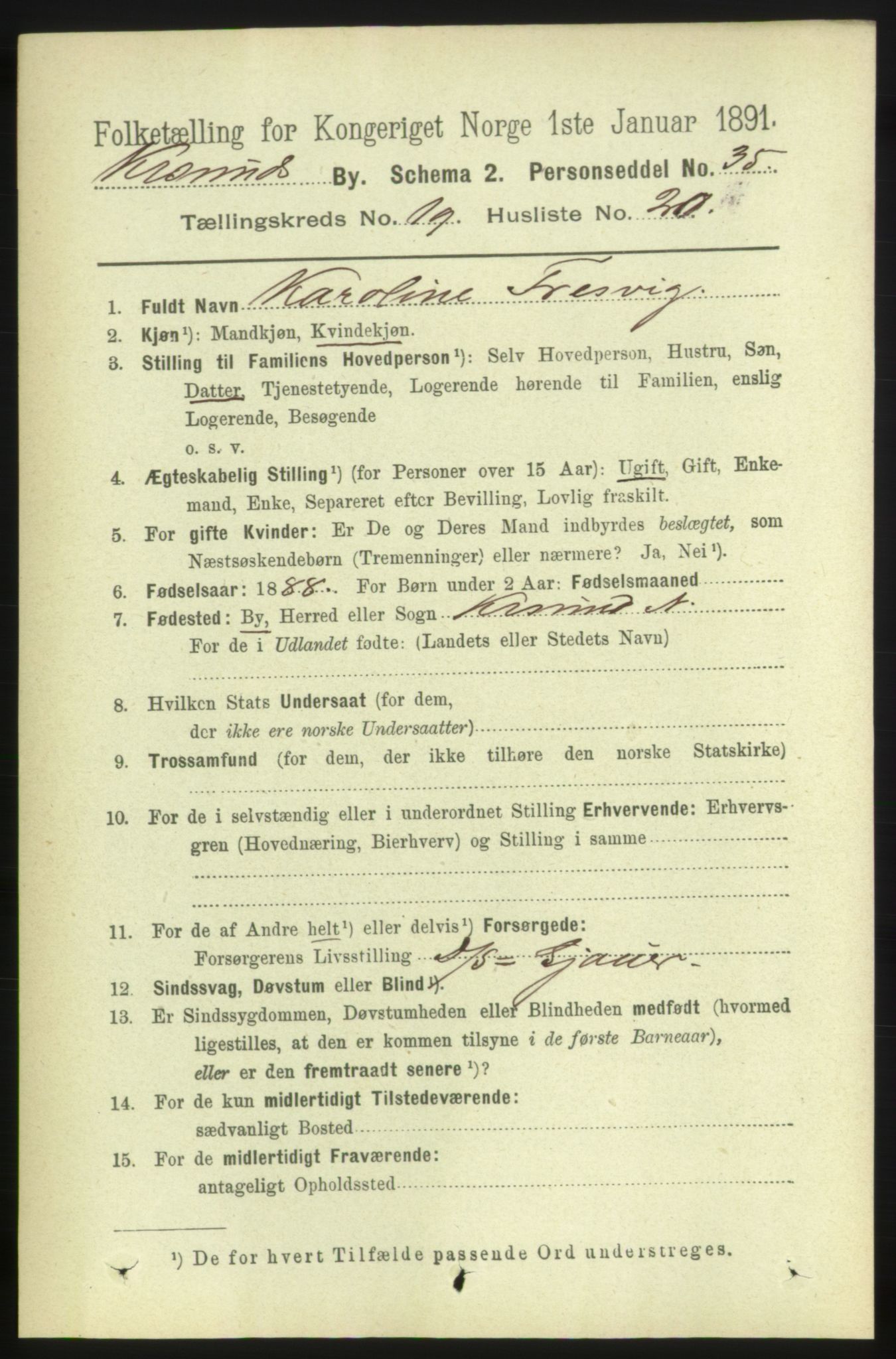 RA, 1891 census for 1503 Kristiansund, 1891, p. 12671
