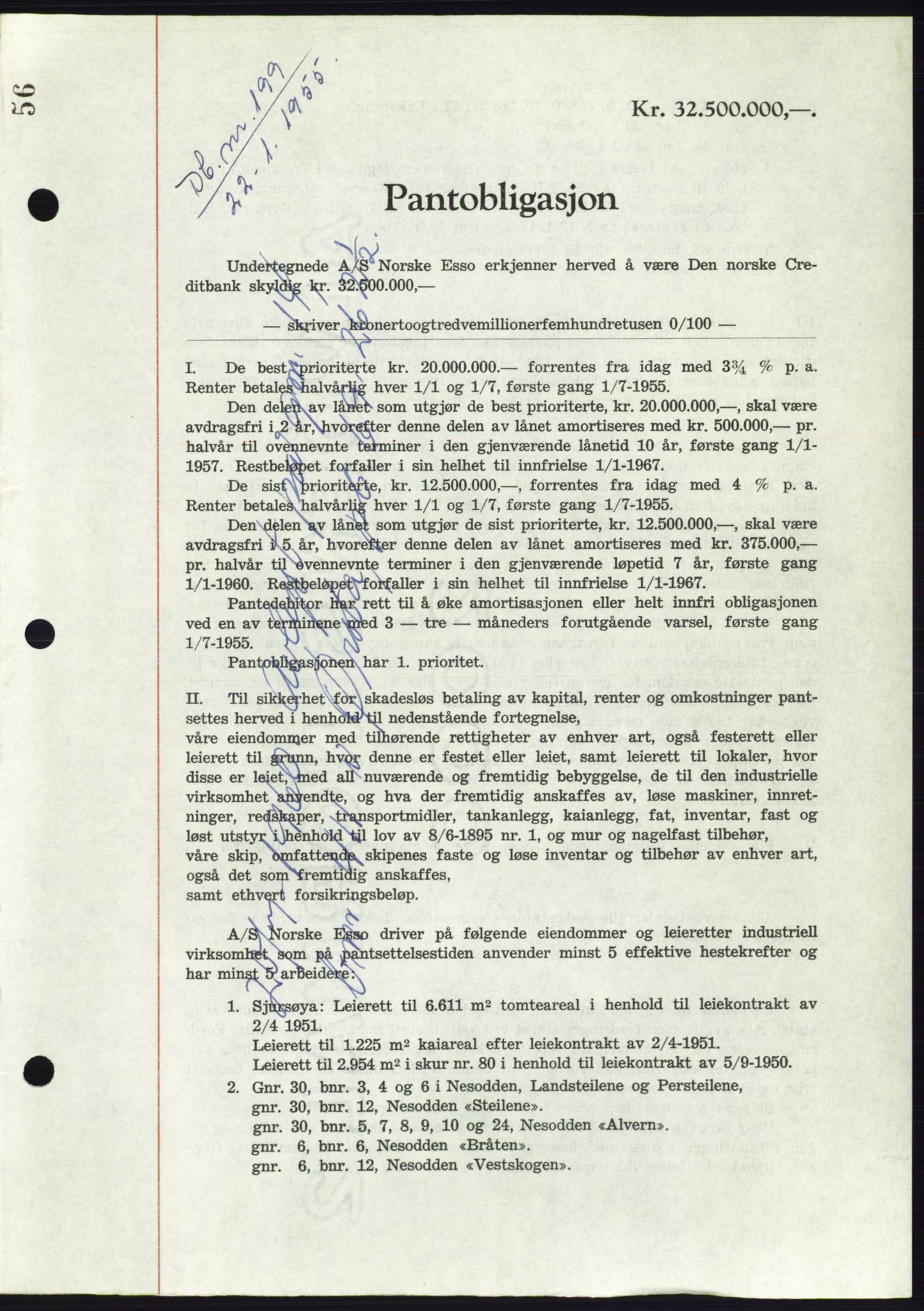 Søre Sunnmøre sorenskriveri, AV/SAT-A-4122/1/2/2C/L0126: Mortgage book no. 14B, 1954-1955, Diary no: : 199/1955