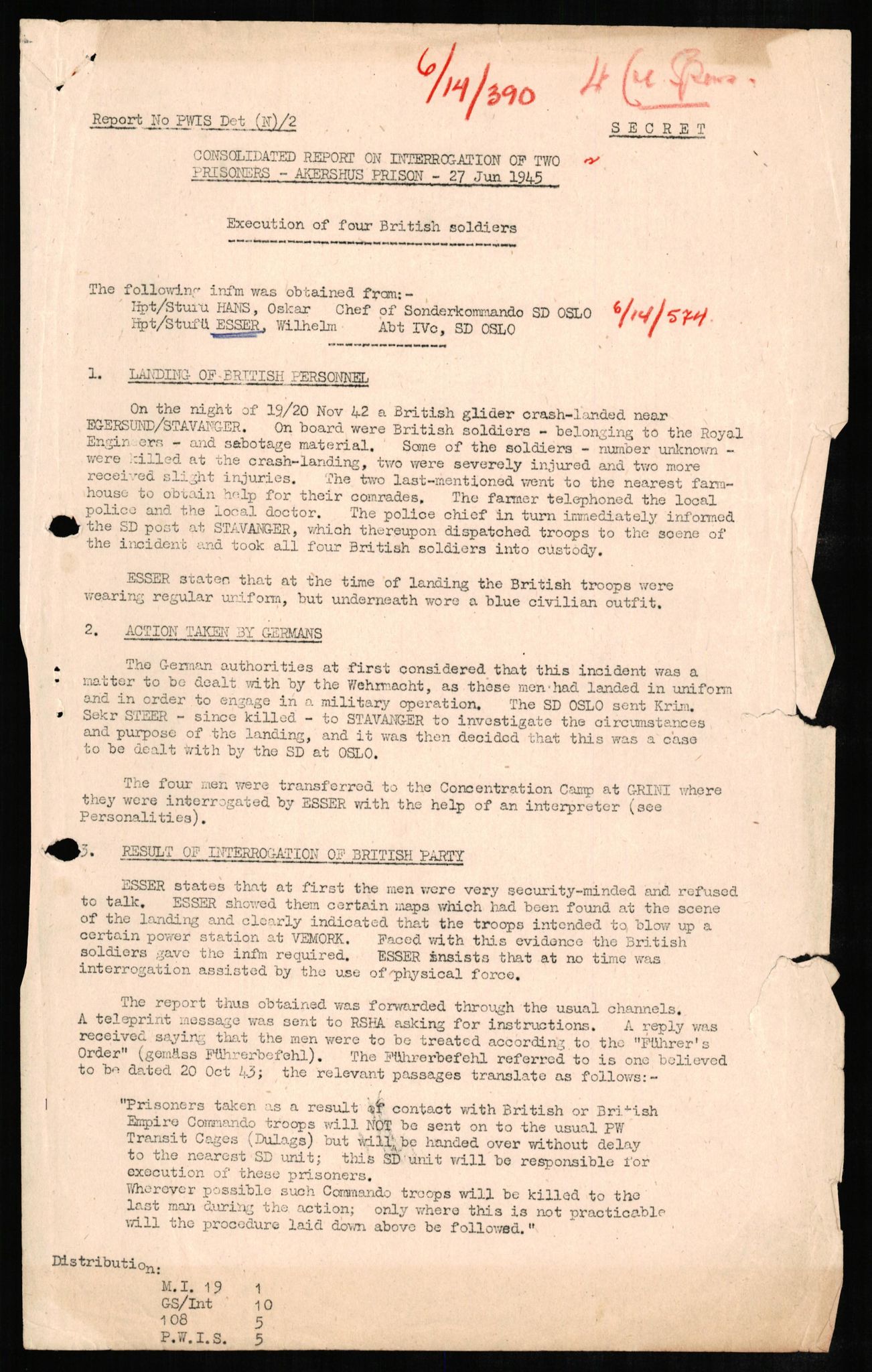 Forsvaret, Forsvarets overkommando II, RA/RAFA-3915/D/Db/L0007: CI Questionaires. Tyske okkupasjonsstyrker i Norge. Tyskere., 1945-1946, p. 262