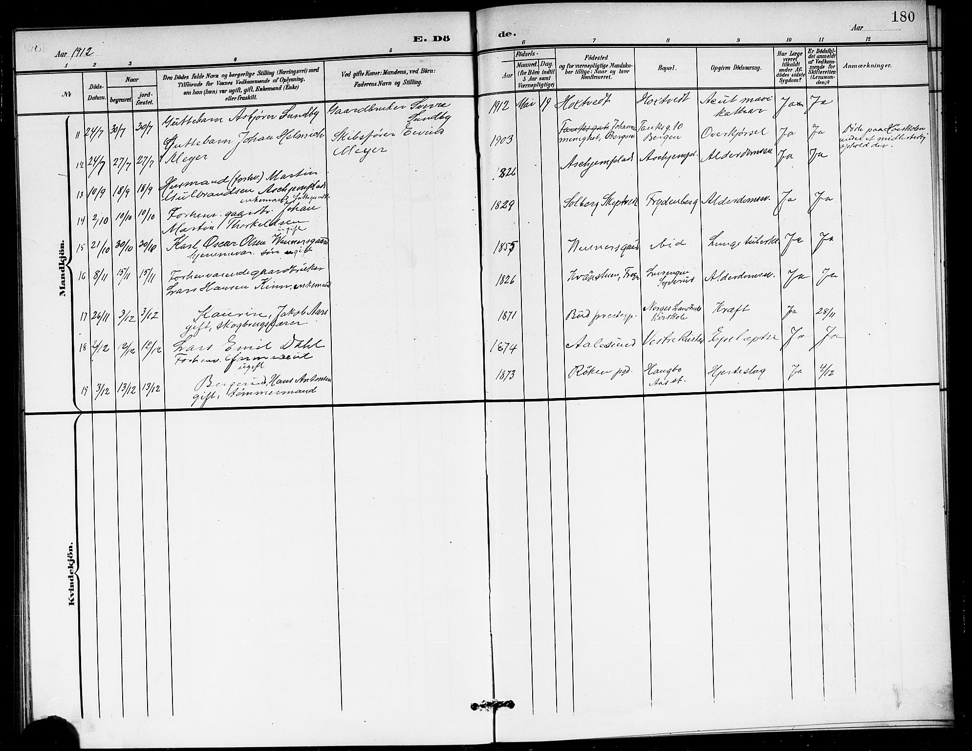 Ås prestekontor Kirkebøker, AV/SAO-A-10894/G/Ga/L0004: Parish register (copy) no. I 4, 1901-1915, p. 180