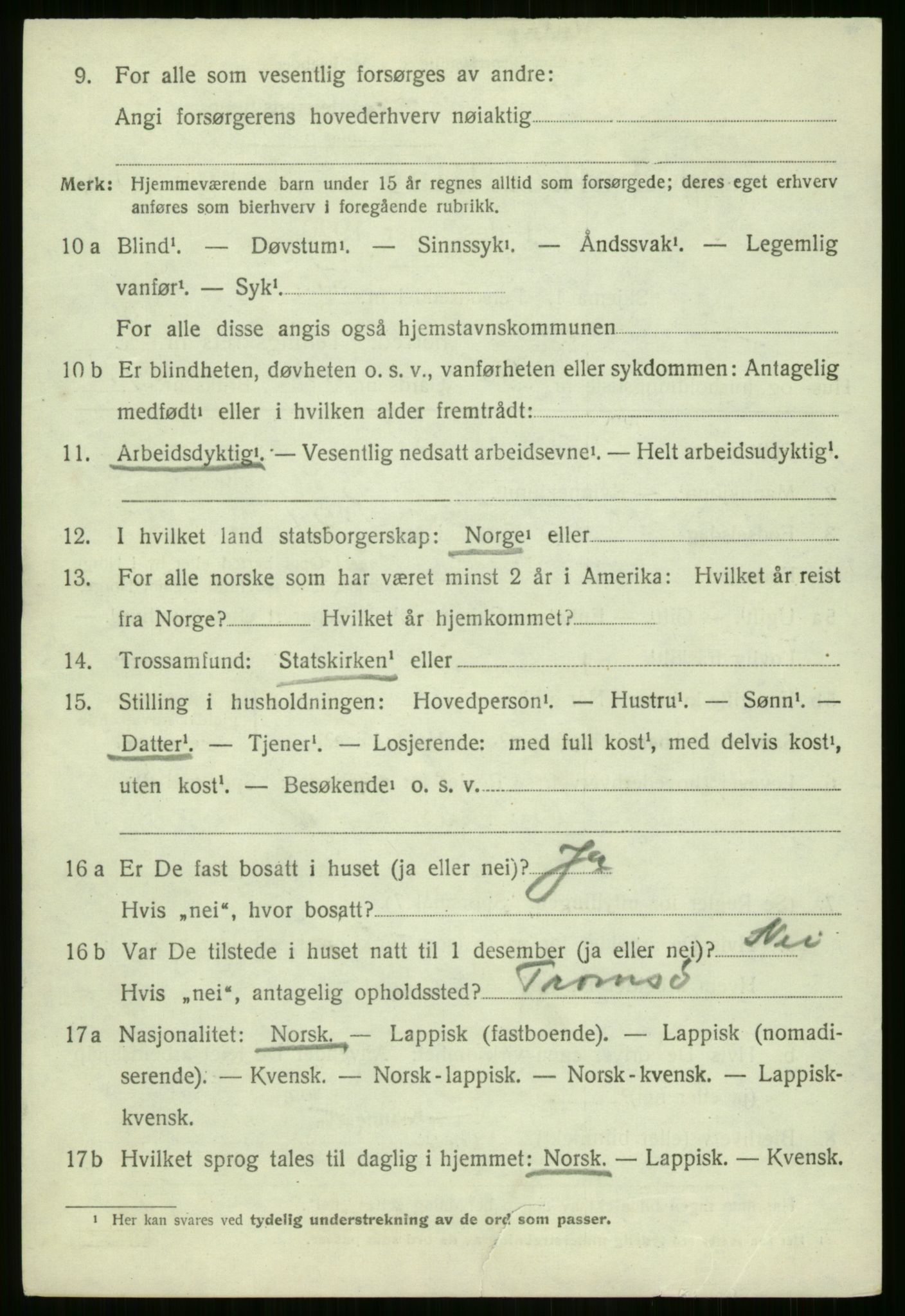 SATØ, 1920 census for Nordreisa, 1920, p. 1246